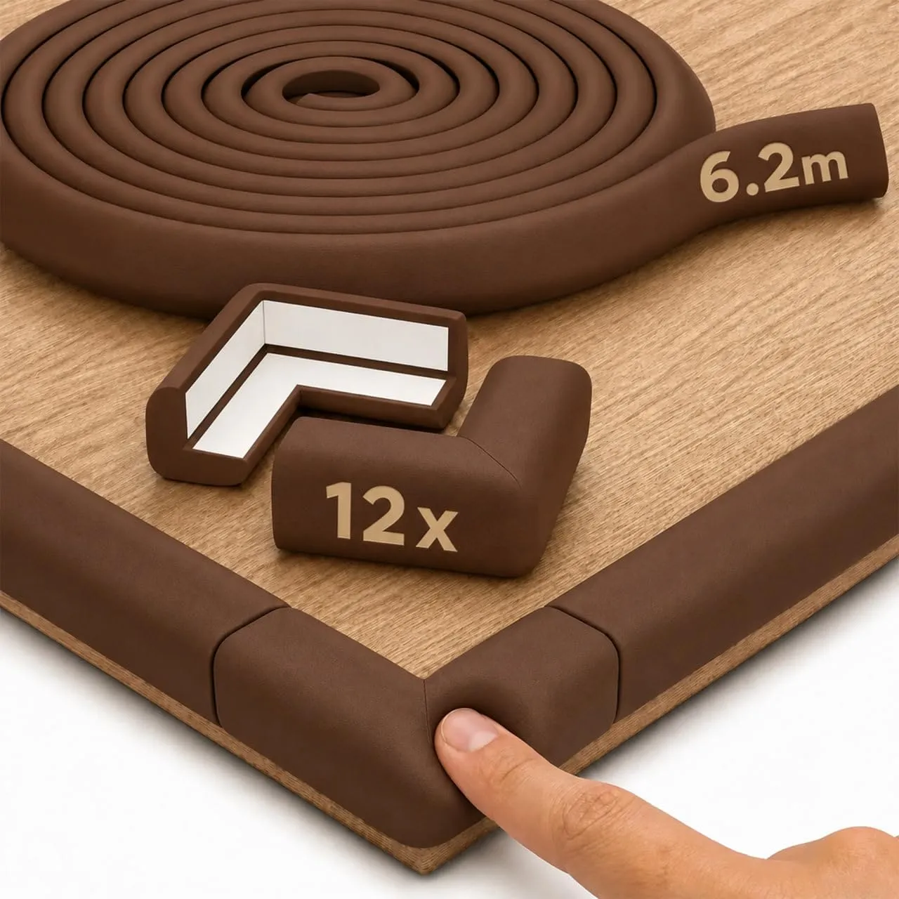 Hoffenbach Paraspigoli per Bambini, 6,2 m + 12 Angolari, Marrone Cioccolato - immagine 1