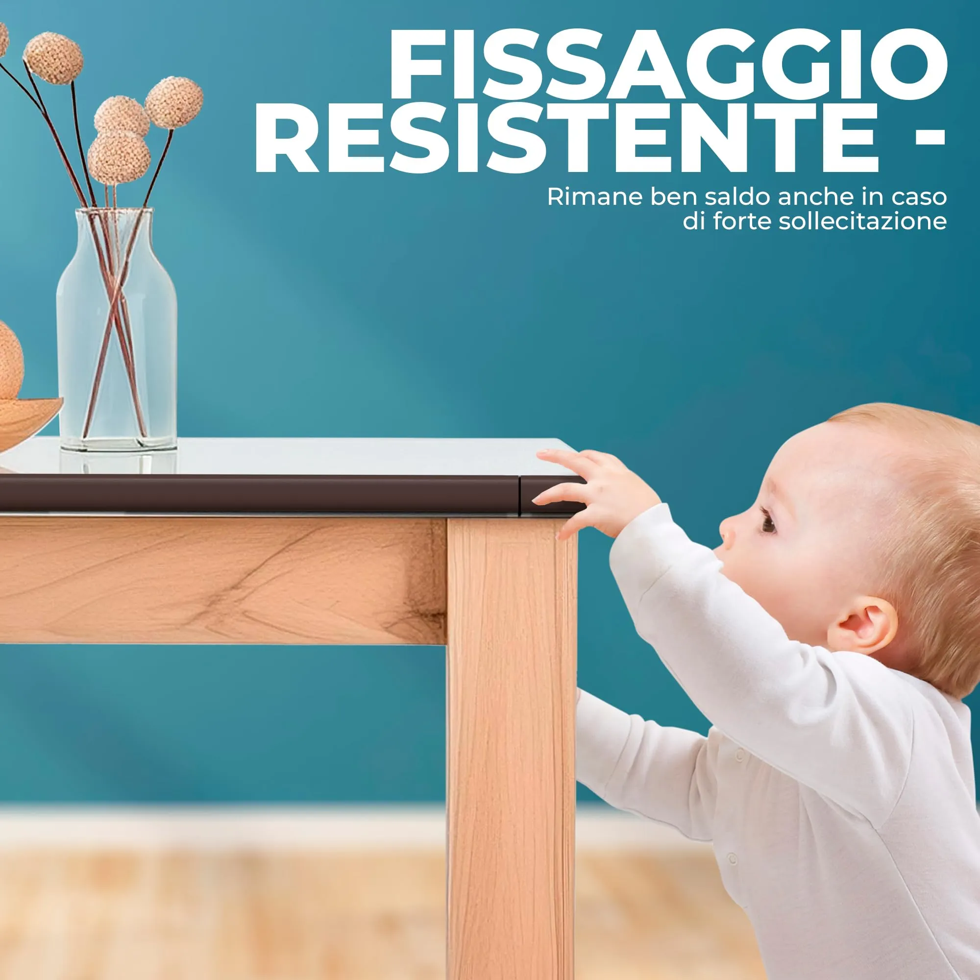Hoffenbach Paraspigoli per Bambini, 6,2 m + 12 Angolari, Marrone Cioccolato - immagine 4