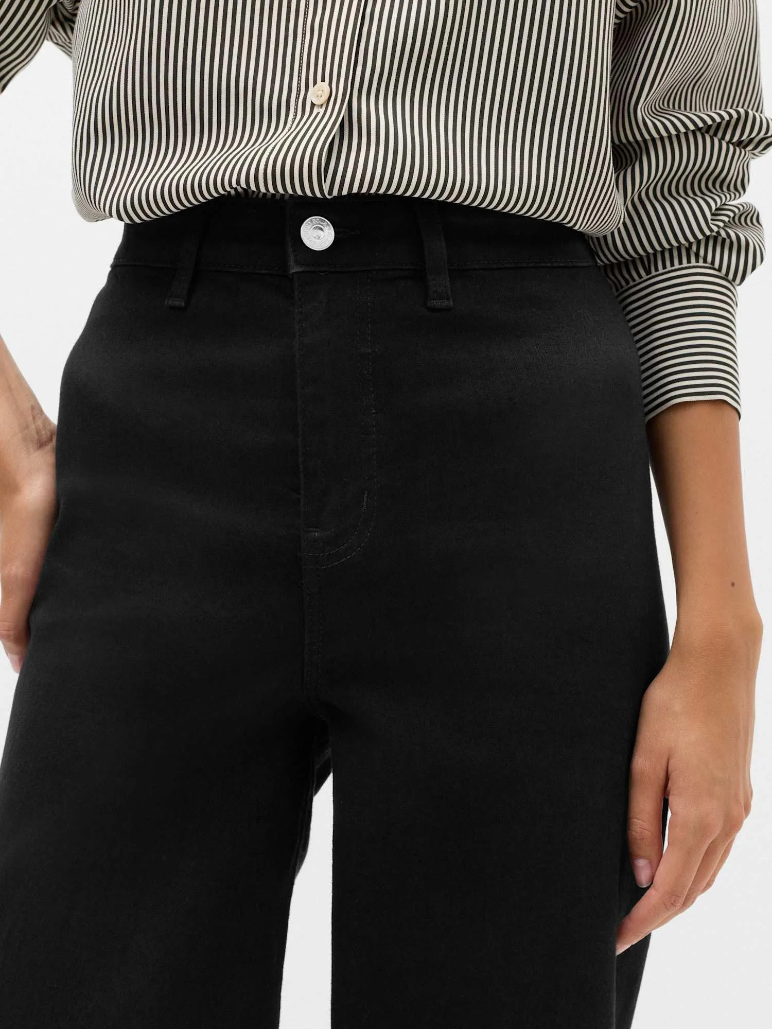 Marks & Spencer Jeans a Gamba Larga Vita Alta alla Caviglia da Donna, Nero, 42 - immagine 6