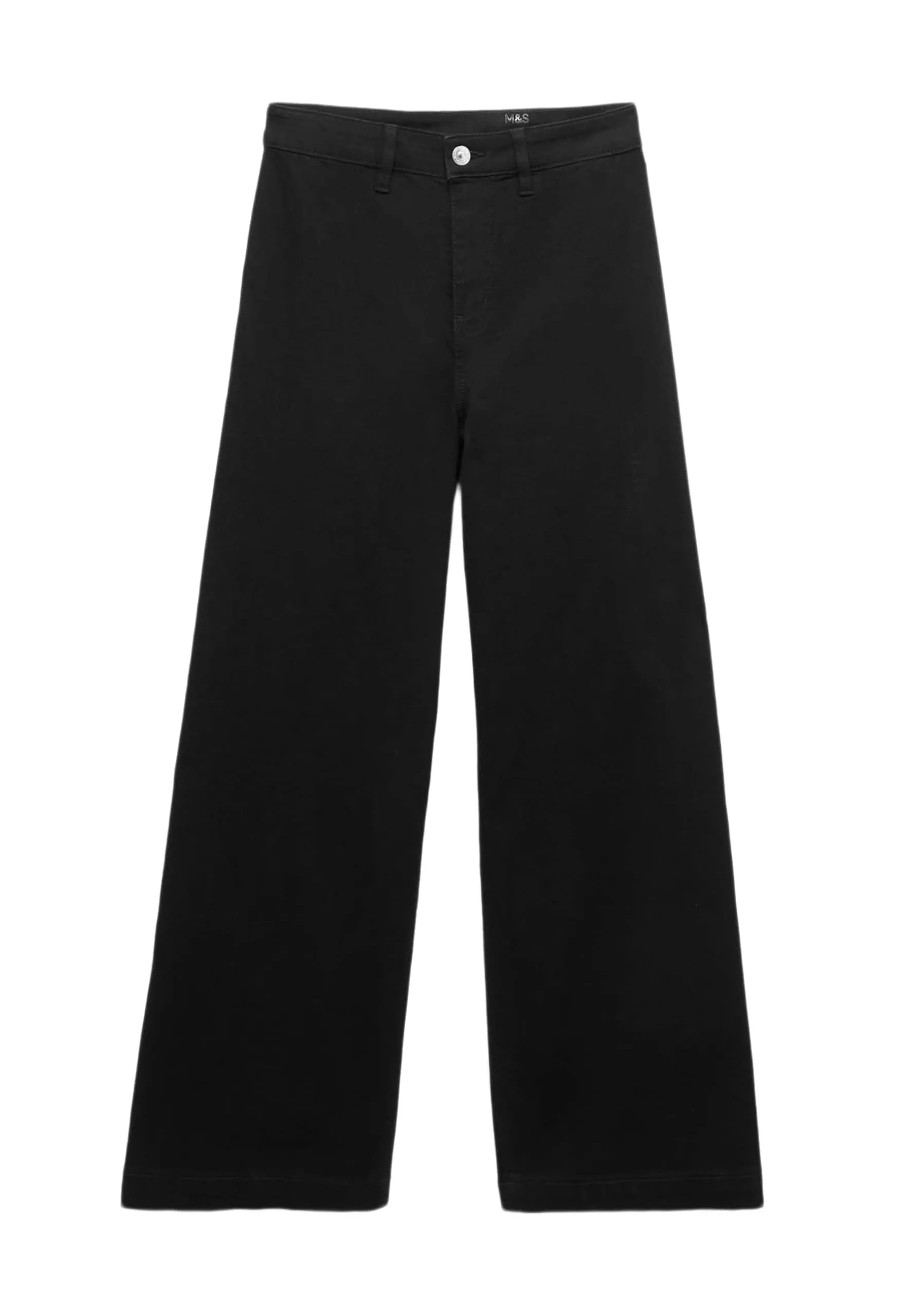Marks & Spencer Jeans a Gamba Larga Vita Alta alla Caviglia da Donna, Nero, 44 - immagine 1