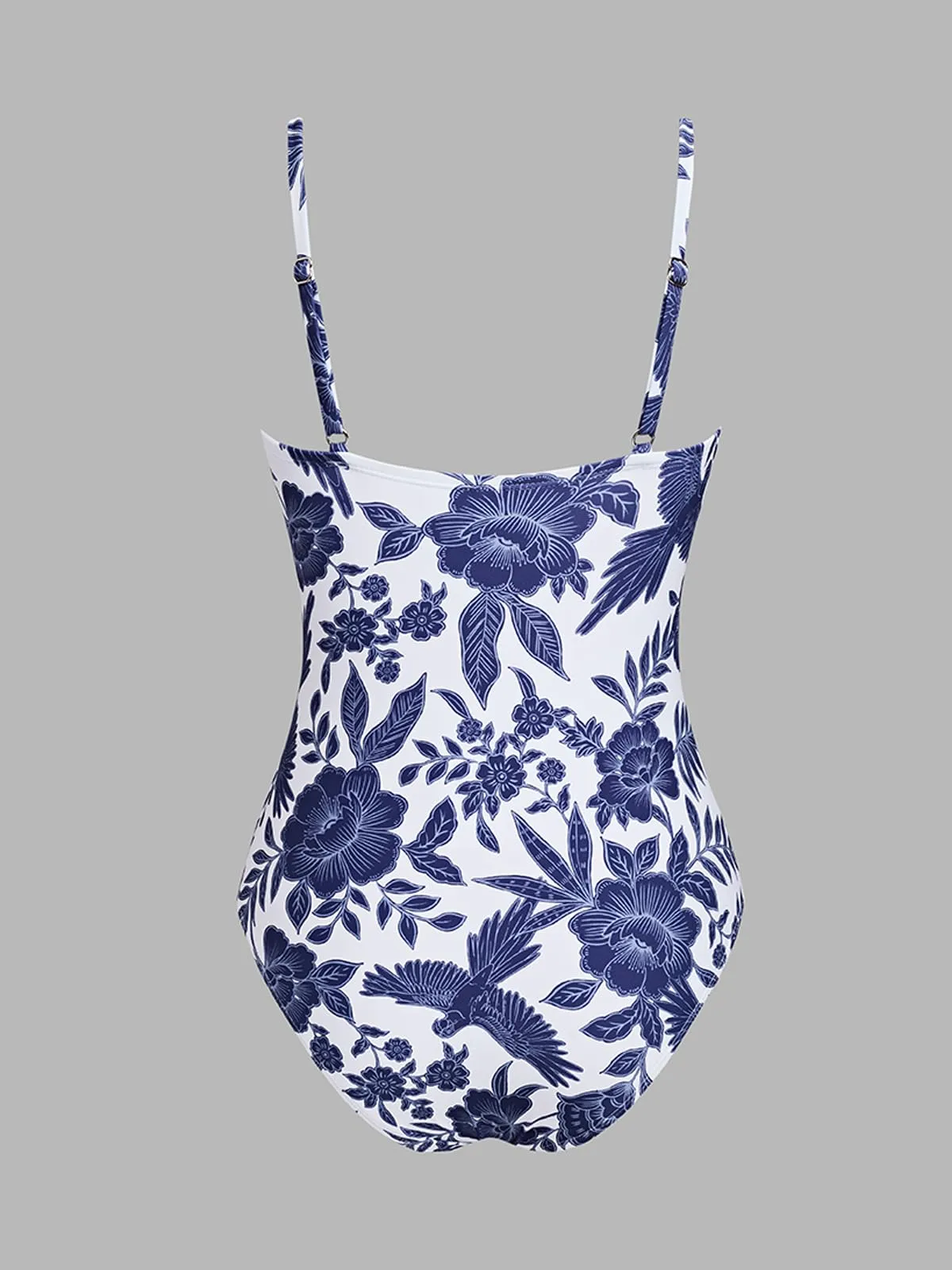 CUPSHE Costume Intero Donna a Triangolo con Scollo a V a Strisce, Effetto Snellente e Arricciature, M - immagine 6