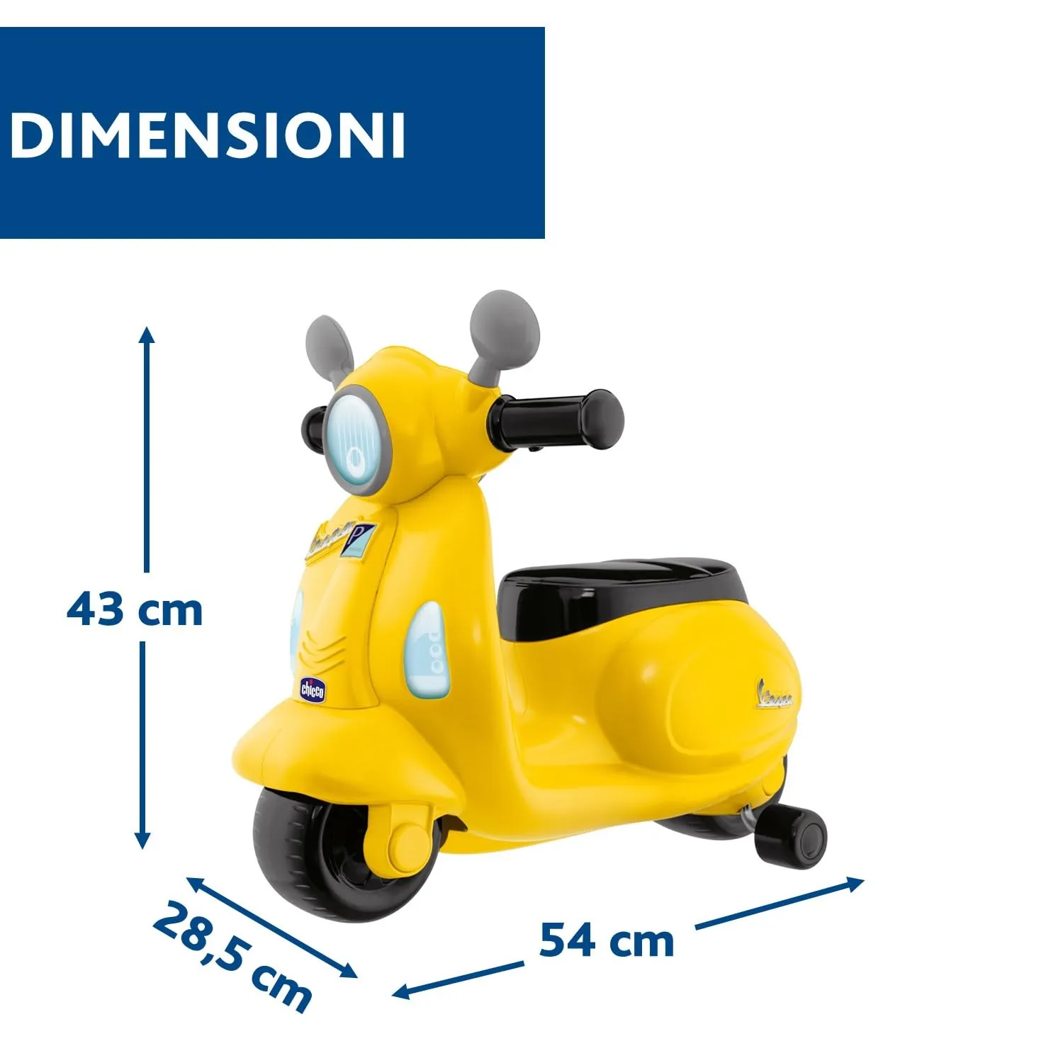 Chicco Vespa Primavera Moto Giocattolo Cavalcabile con Pannello Elettronico, Luci e Suoni, Giallo - immagine 2