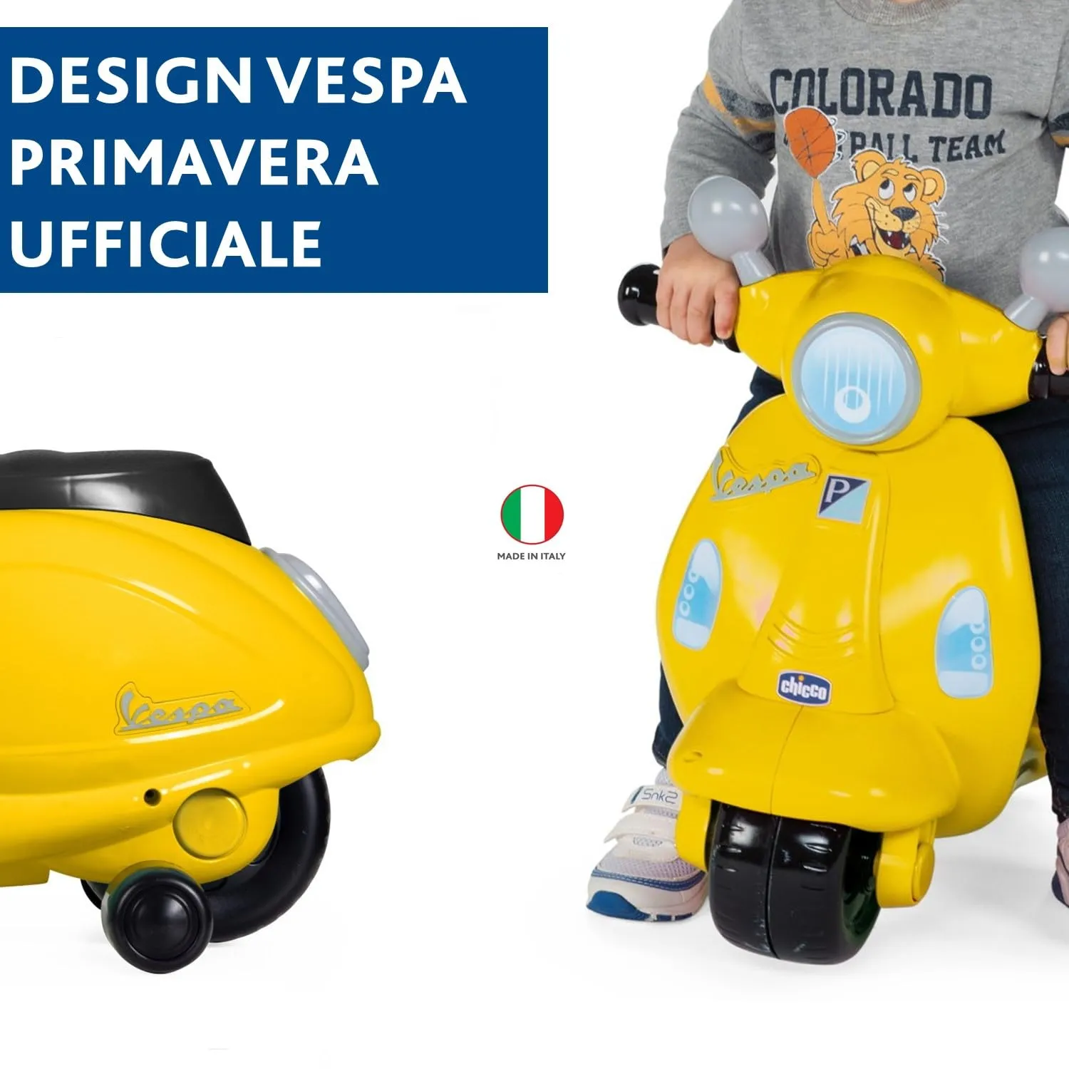 Chicco Vespa Primavera Moto Giocattolo Cavalcabile con Pannello Elettronico, Luci e Suoni, Giallo - immagine 8