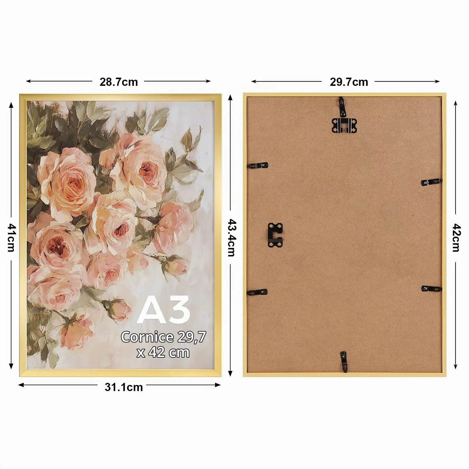 Giftgarden Cornice A3 in PVC Dorata, 1 Pezzo - immagine 2