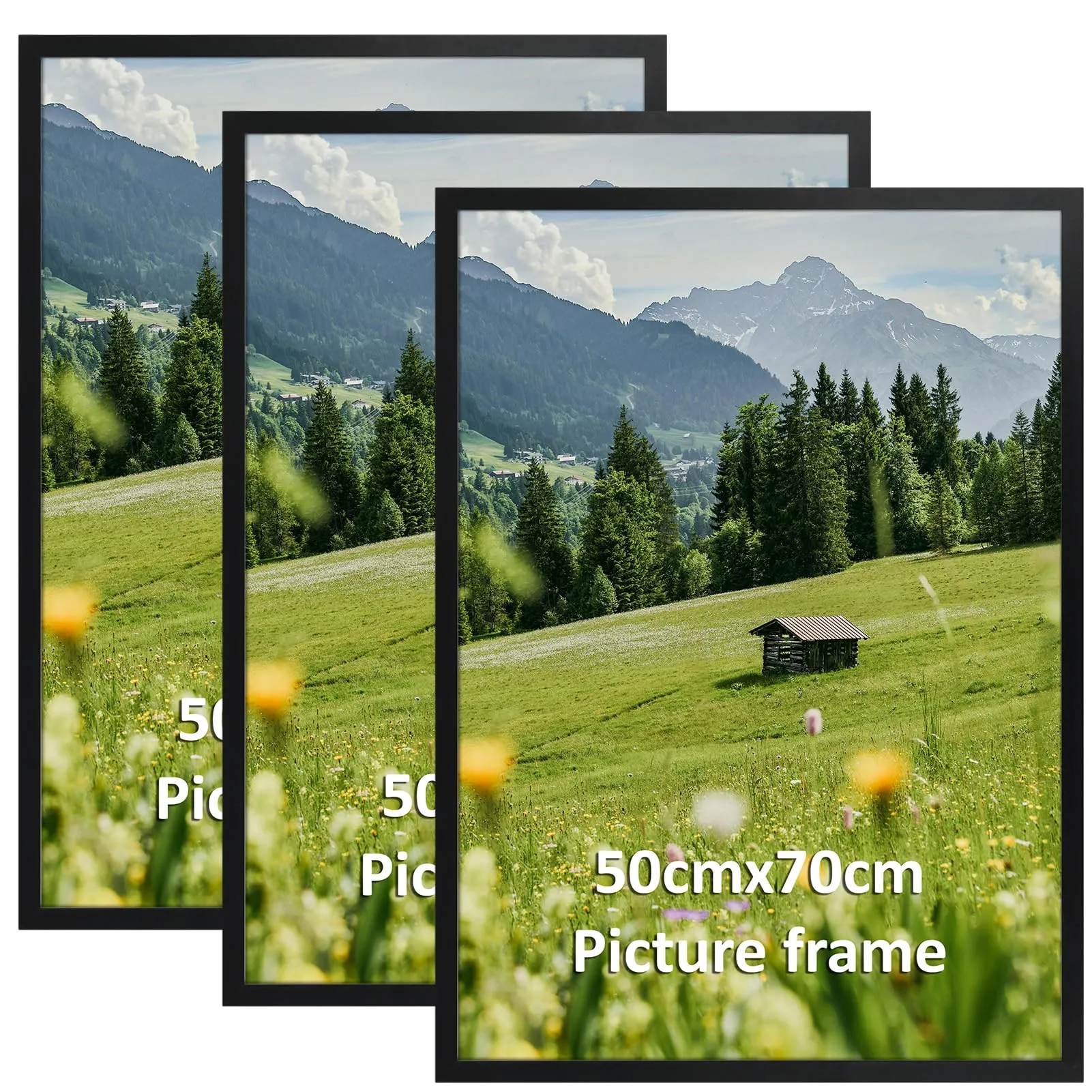 Hoikwo Cornice in Alluminio Nera 50x70, Set di 3 - immagine 1