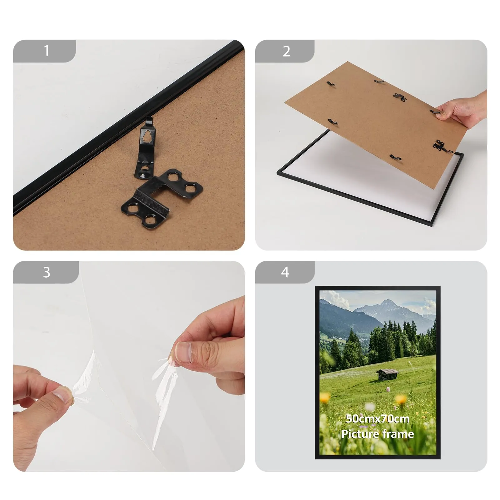 Hoikwo Cornice in Alluminio Nera 50x70, Set di 3 - immagine 4