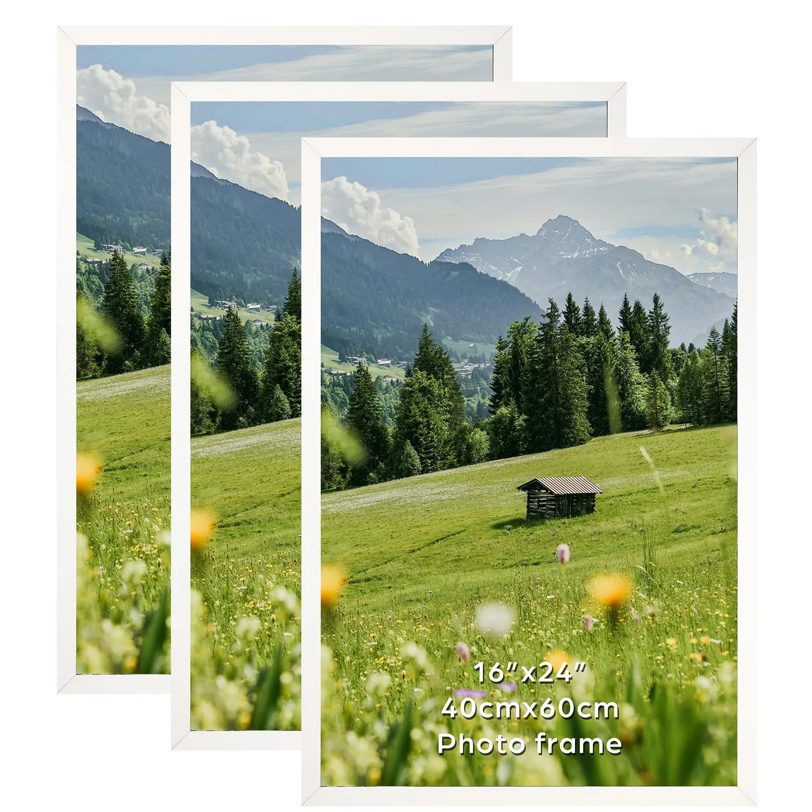 Hoikwo Cornice in Alluminio Bianca 40x60 cm, Set di 3 - immagine 1