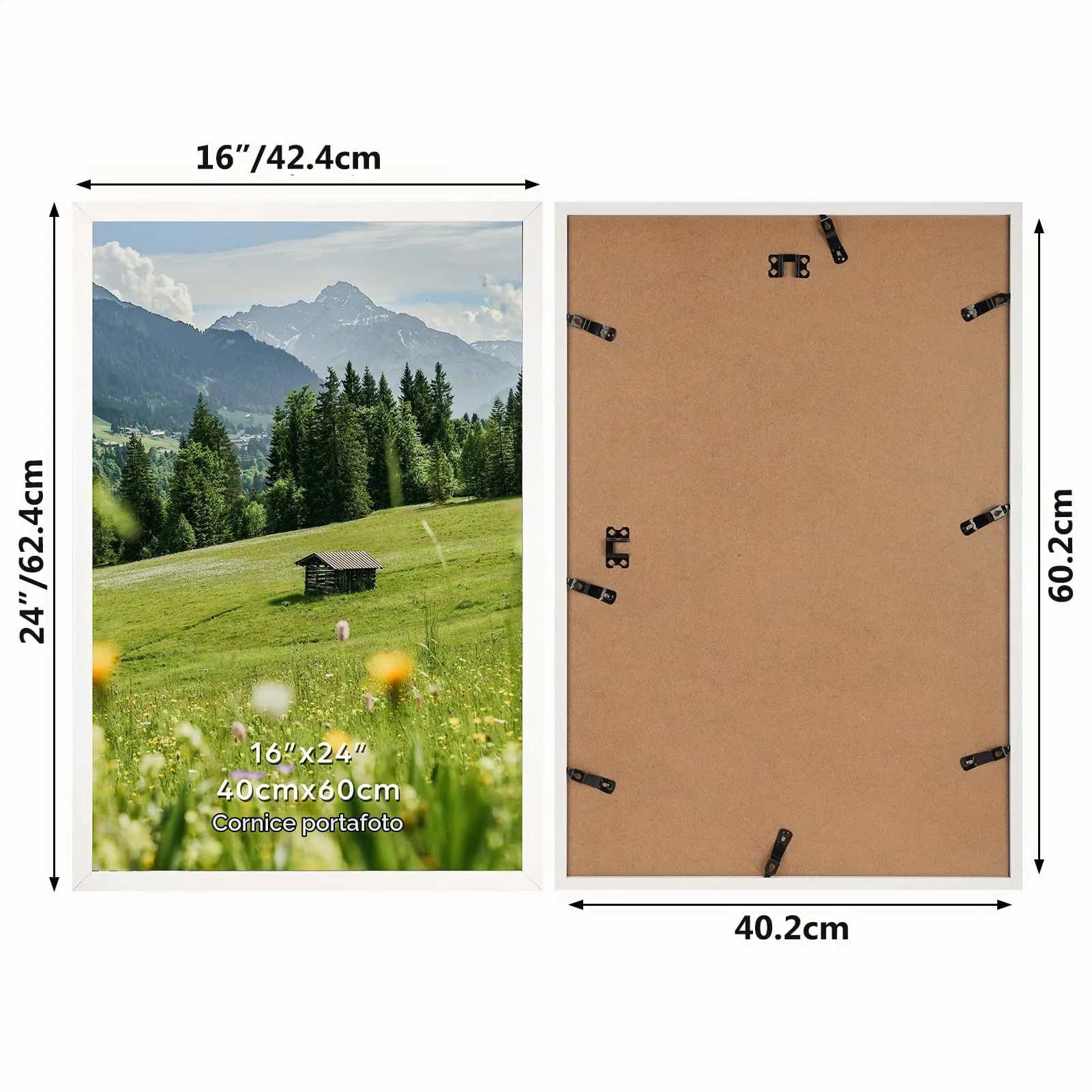 Hoikwo Cornice in Alluminio Bianca 40x60 cm, Set di 3 - immagine 2