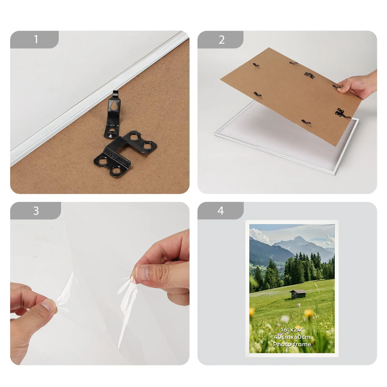 Hoikwo Cornice in Alluminio Bianca 40x60 cm, Set di 3 - immagine 4