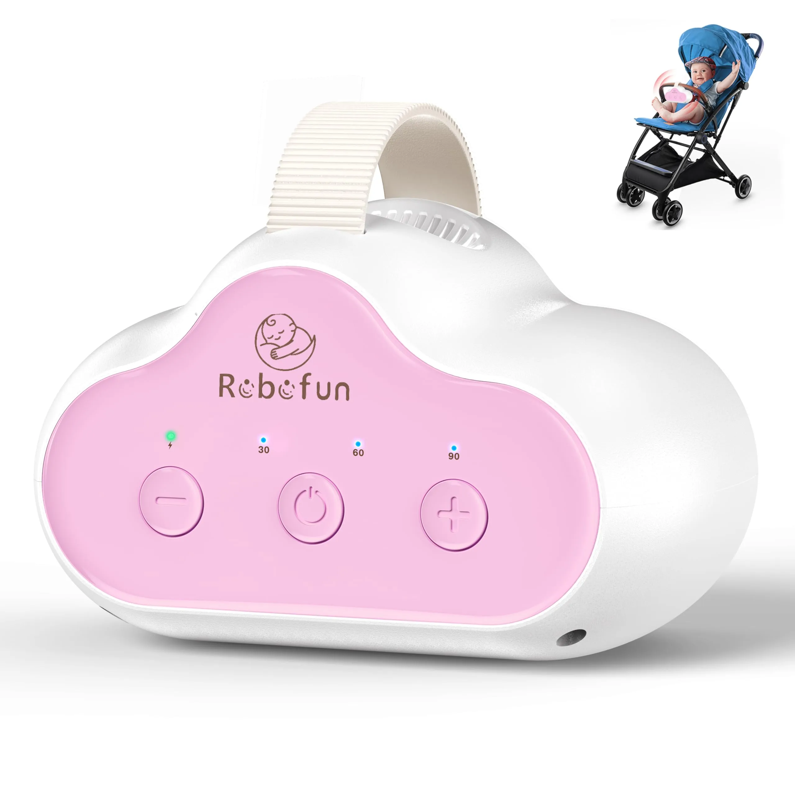 Robofun Dondolo Automatico per Passeggino, Dispositivo Elettrico Portatile con Timer, Velocità Regolabile e USB-C - immagine 1
