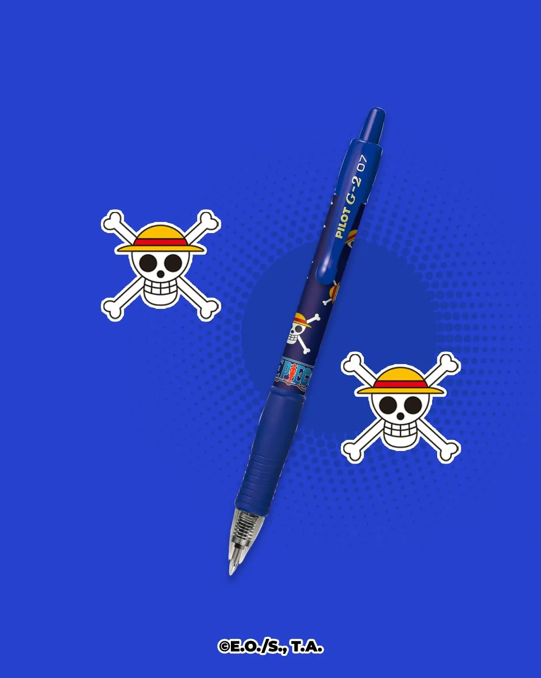 Pilot x One Piece G2 Gel Roller Pens, Set of 4 with Stickers, Medium Point, Black, Blue, Red, Green - immagine 5