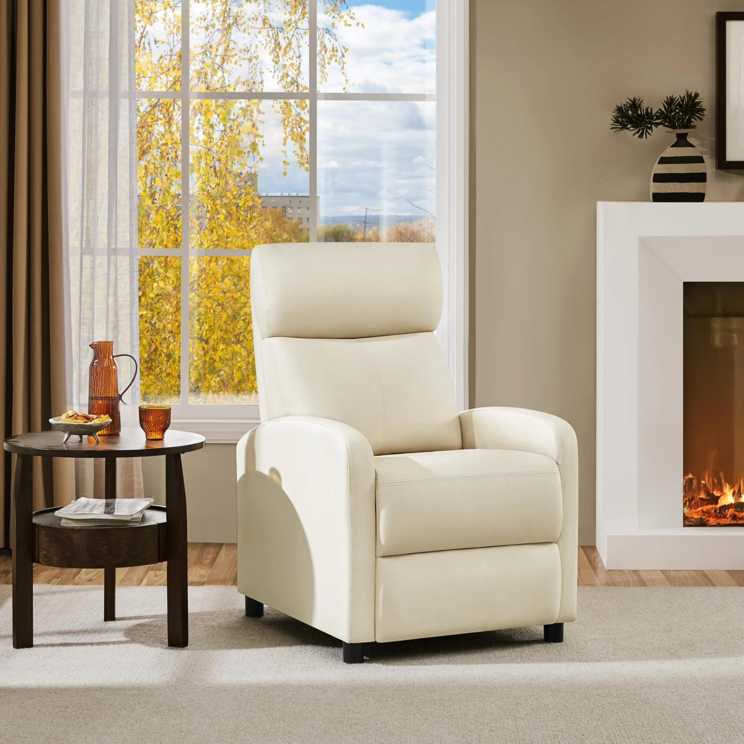 Yaheetech Poltrona Relax Reclinabile con Poggiapiedi, Beige - immagine 2