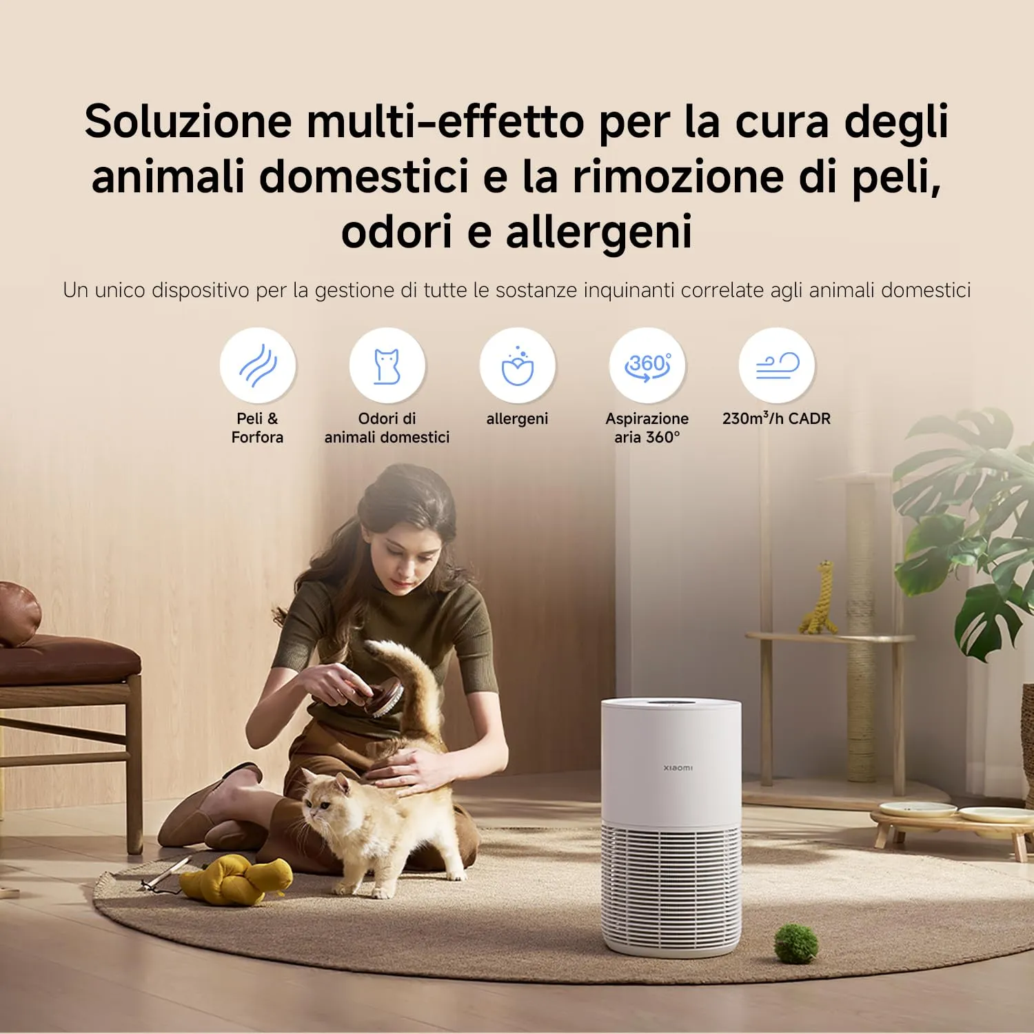 Xiaomi Smart Purificatore d'Aria per Animali, Filtro HEPA, Aspirazione 360°, Bianco - immagine 10