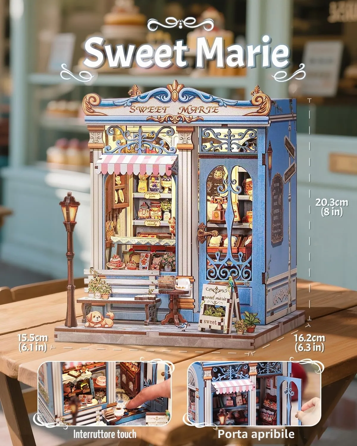 CUTEBEE Book Nook Kit Casa in Miniatura Pasticceria Francese Sweet Marie con Luci LED, Legno 3D - immagine 2