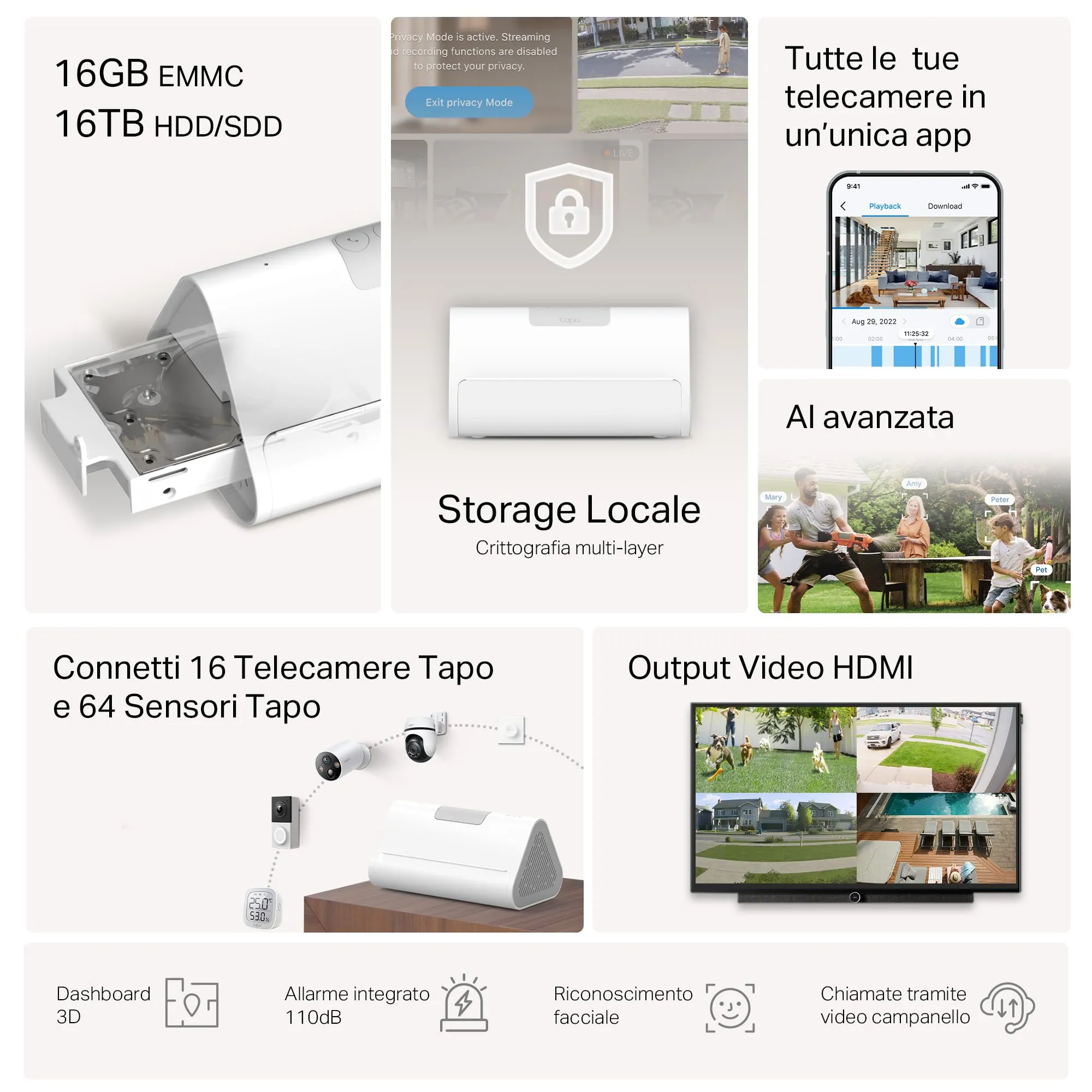 Tapo H500 Smart HomeBase 16GB (expandable to 16TB) for Cameras and Sensors AI - immagine 3