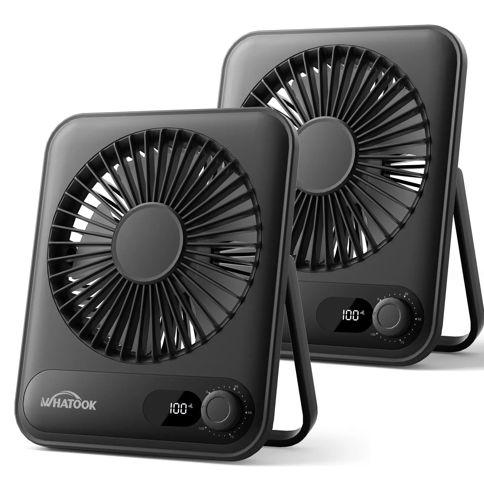 WHATOOK Set di 2 Ventilatori da Tavolo Ricaricabili 5000 mAh HL008 - immagine 1