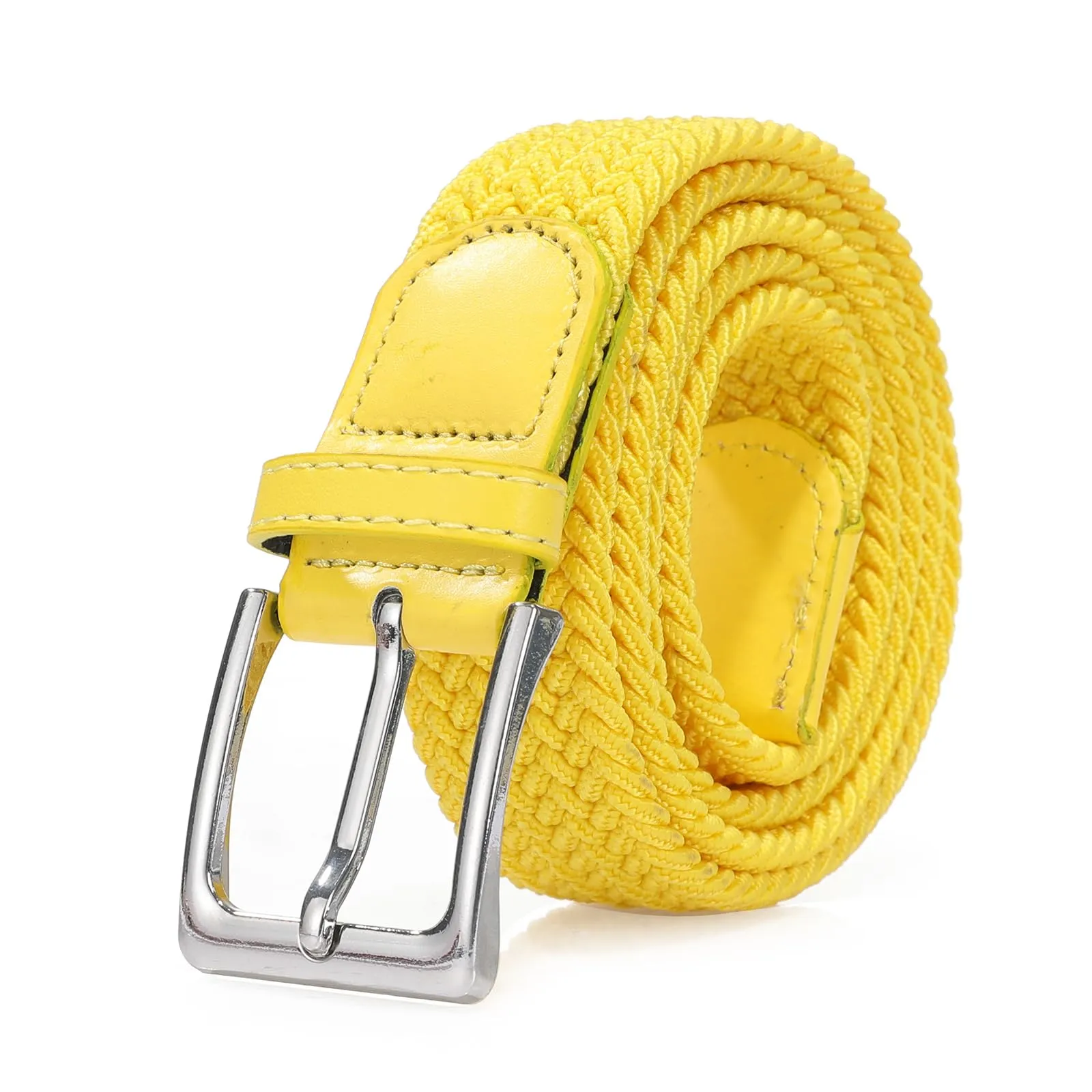 Bella Accessori Cintura Elastica Intrecciata Unisex con Fibbia in Lega di Zinco, Giallo, 115cm - immagine 1
