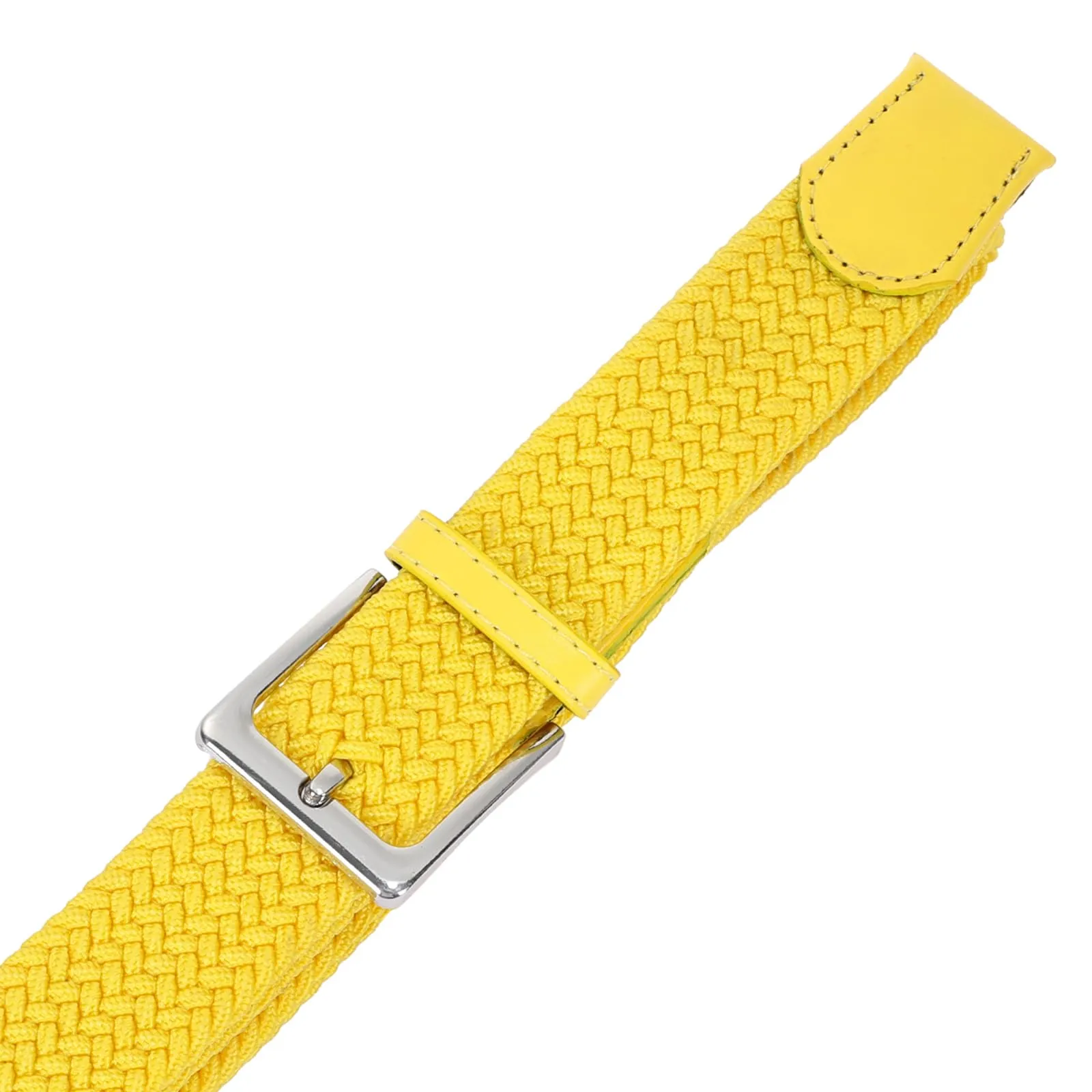 Bella Accessori Cintura Elastica Intrecciata Unisex con Fibbia in Lega di Zinco, Giallo, 115cm - immagine 4