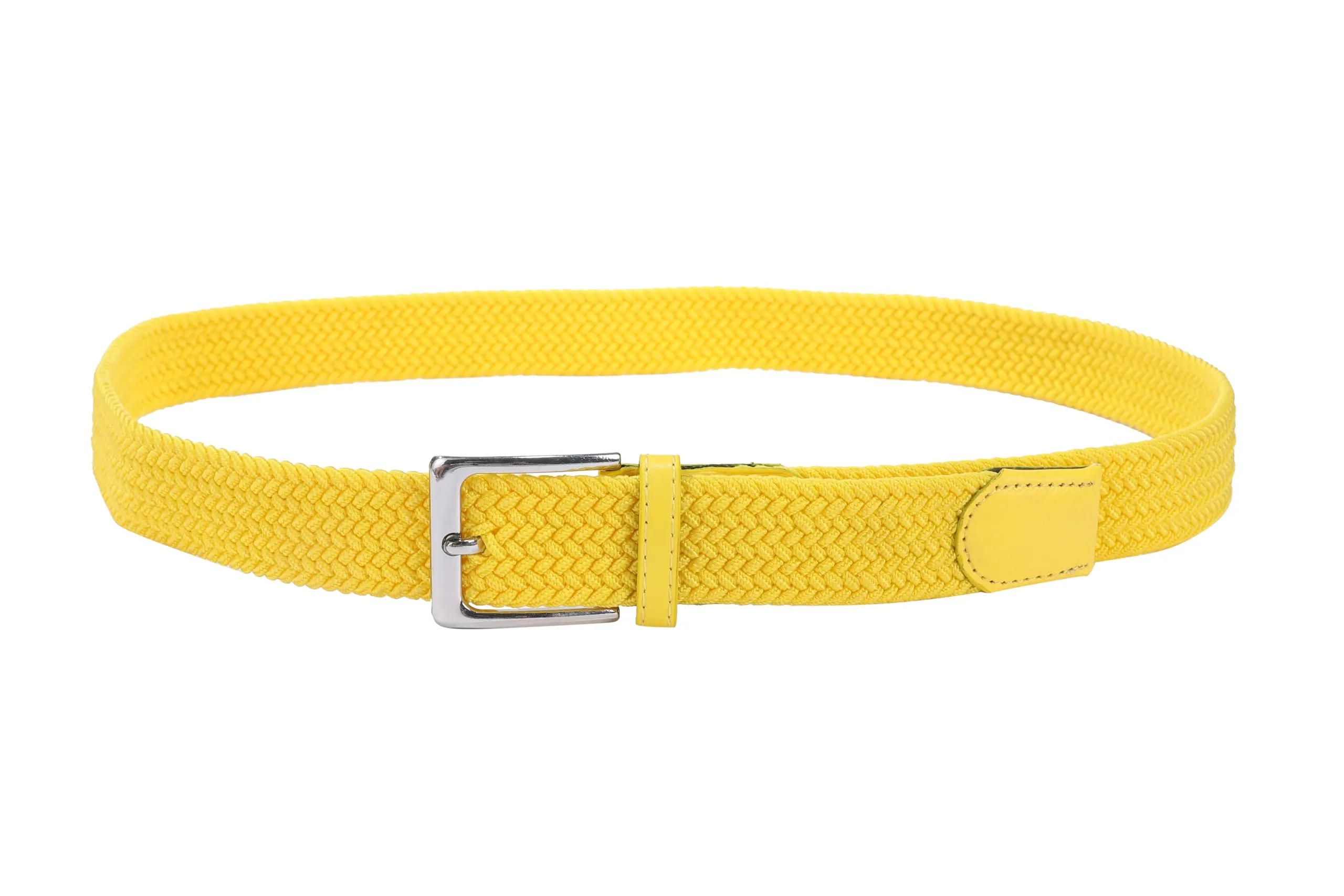 Bella Accessori Cintura Elastica Intrecciata Unisex con Fibbia in Lega di Zinco, Giallo, 115cm - immagine 6