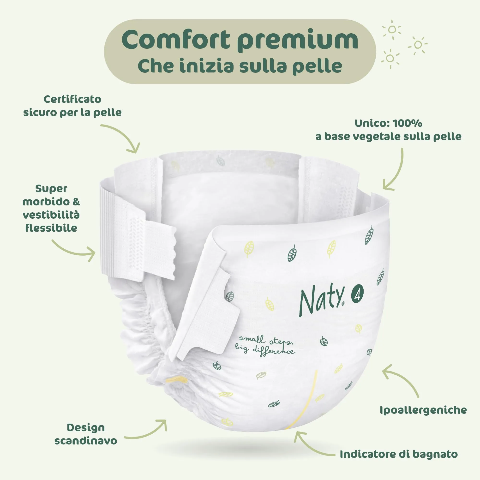 Naty BioEmbrace Pannolini, Taglia 4 (7–18kg), 88 pezzi - immagine 7