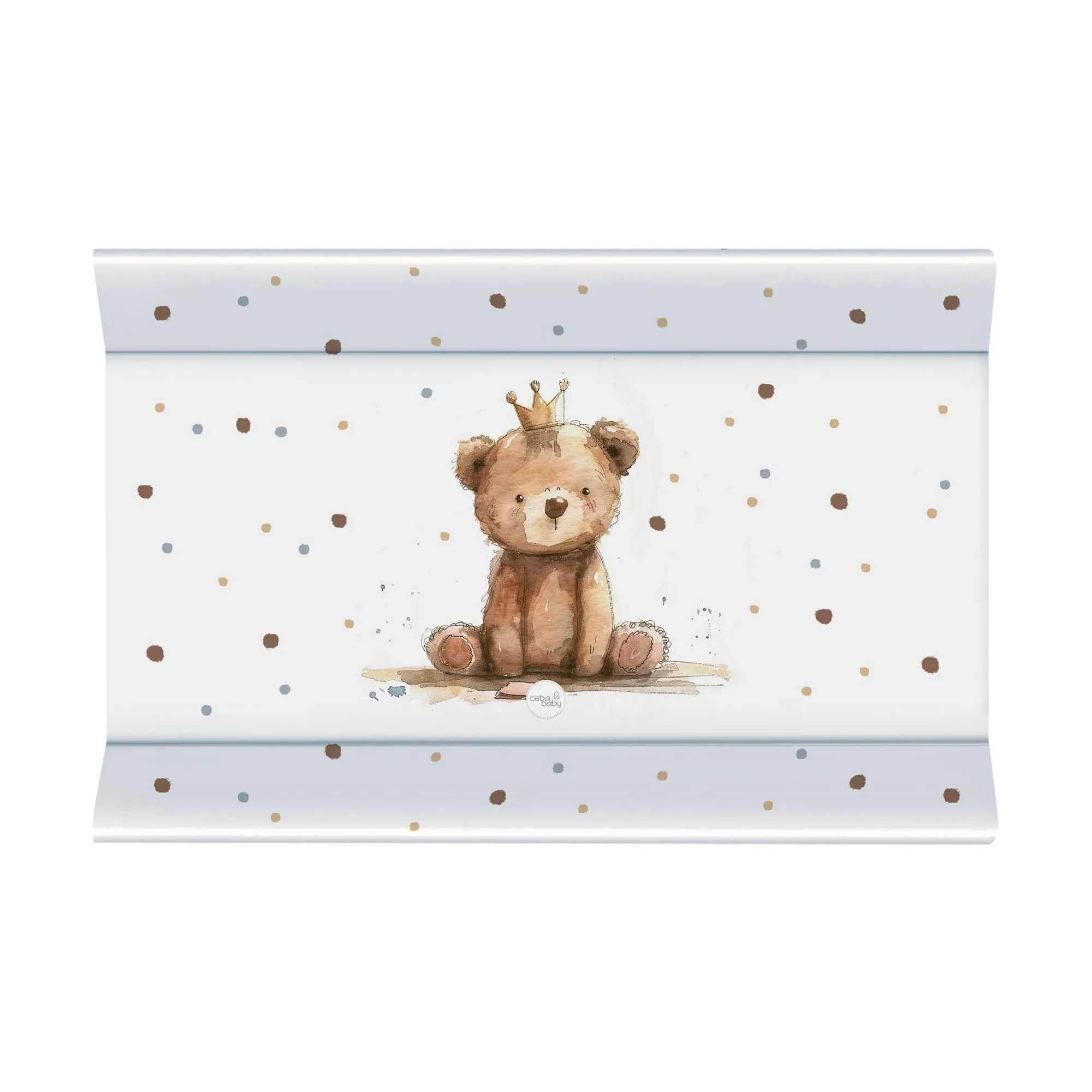 Ceba Baby Materassino Fasciatoio 80x50 cm con Bordo Rialzato, Impermeabile, Certificato Öko-Tex - Principe orso - immagine 2