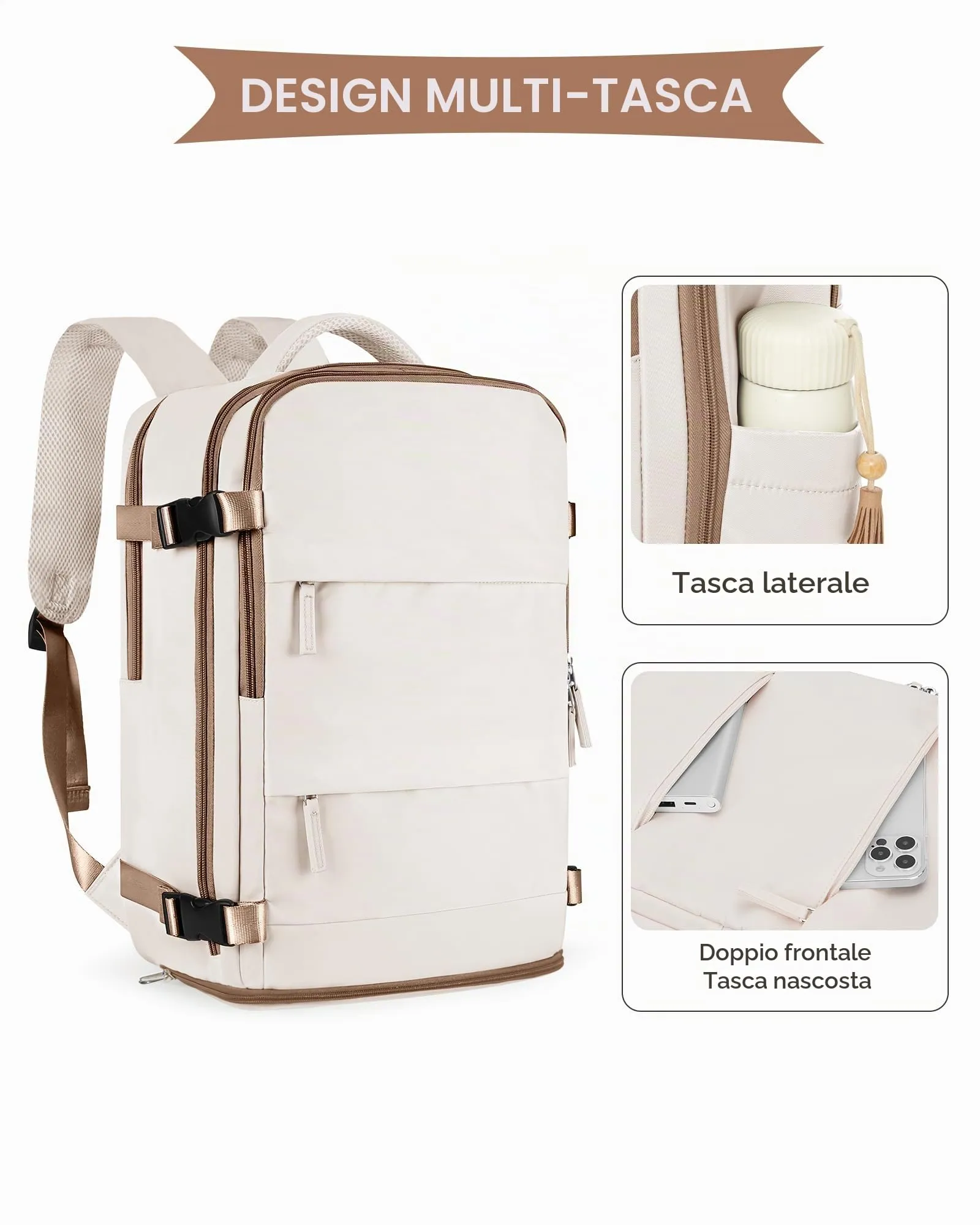 SZLX Zaino da Viaggio 40x30x20 Ryanair Wizzair Impermeabile con Scomparto per Scarpe e Laptop 14 Pollici - immagine 4