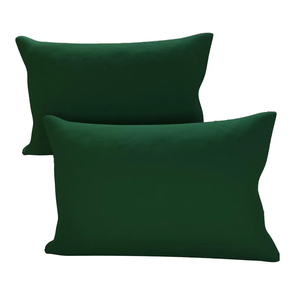 PETTI Artigiani Italiani Coppia di Federe Cuscino 50x80 cm in Microfibra Verde Smeraldo, Set 2 Fodere Copricuscino Made in Italy - immagine 1