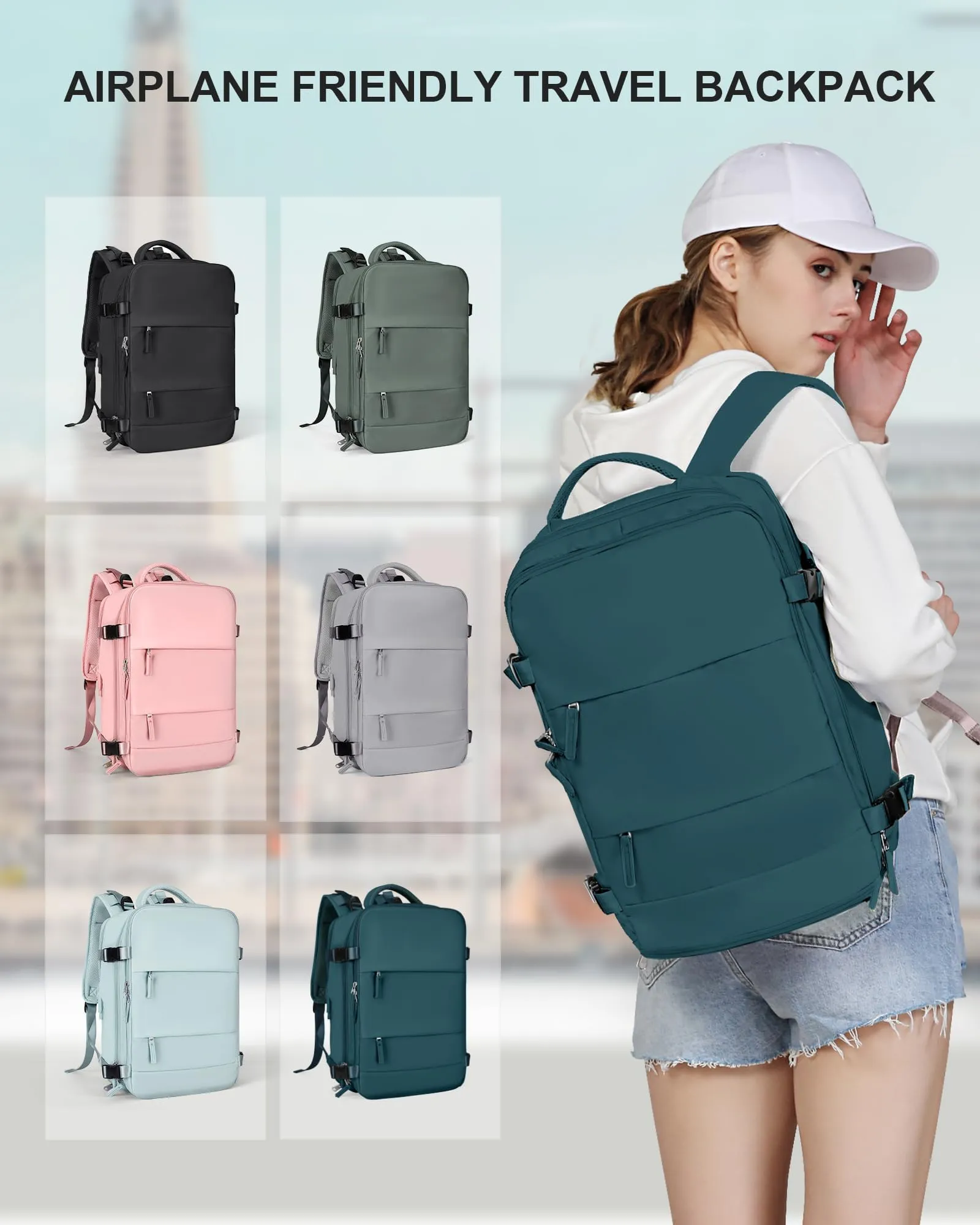 SZLX Zaino da Viaggio 40x30x20 Ryanair Wizzair Impermeabile con Scomparto per Scarpe e Laptop 14 Pollici - immagine 10