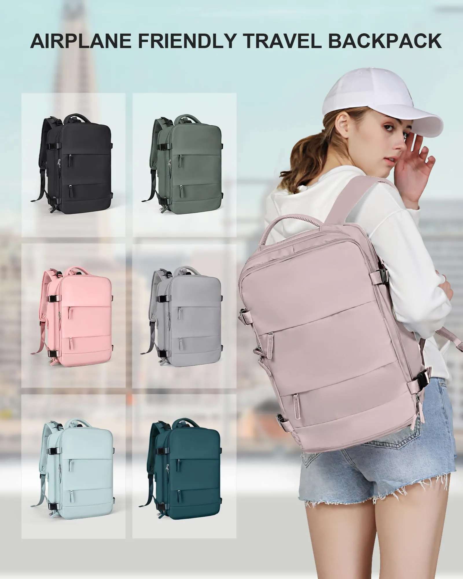 SZLX Zaino da Viaggio 40x30x20 Ryanair Wizzair Impermeabile con Scomparto Scarpe e Laptop 14 Pollici - immagine 9