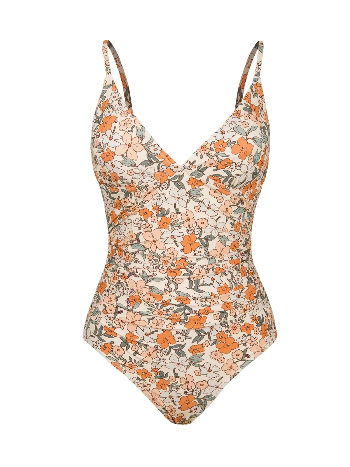 Cupshe Costume da bagno da donna a triangolo con scollo a V e drappeggio, Tinta Unita, L - immagine 6