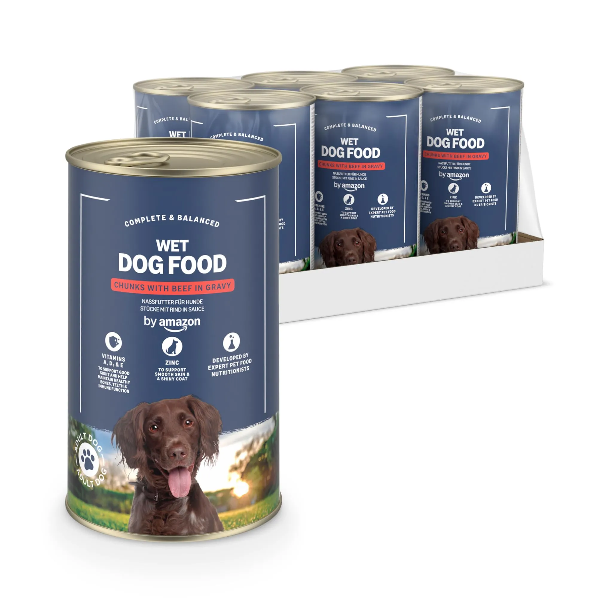 by Amazon Cibo umido per cani bocconcini di manzo in salsa, 6 x 1,24 kg - immagine 1