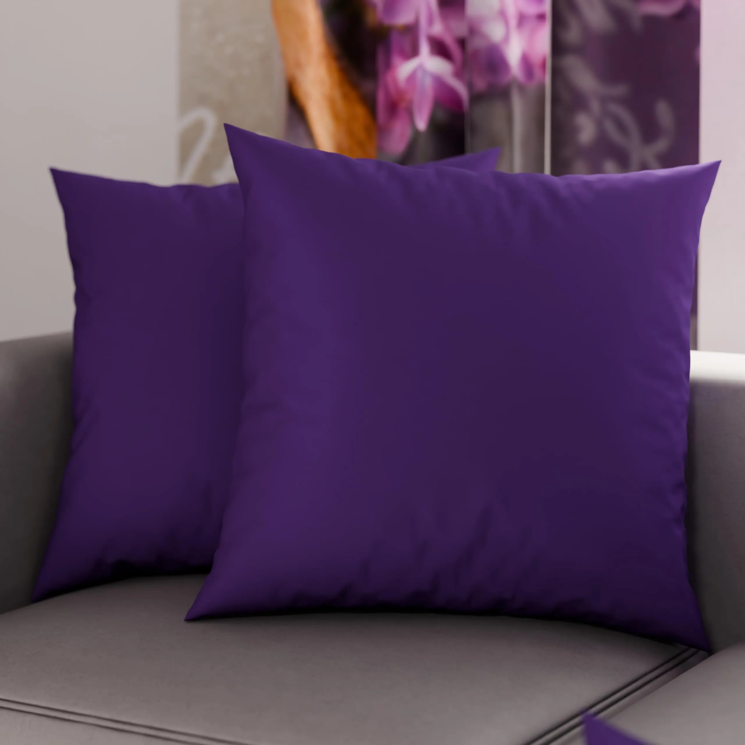 PETTI Artigiani Italiani Coppia di Federe Cuscino 50x50 cm in Microfibra, Viola, Set di 2 - immagine 1