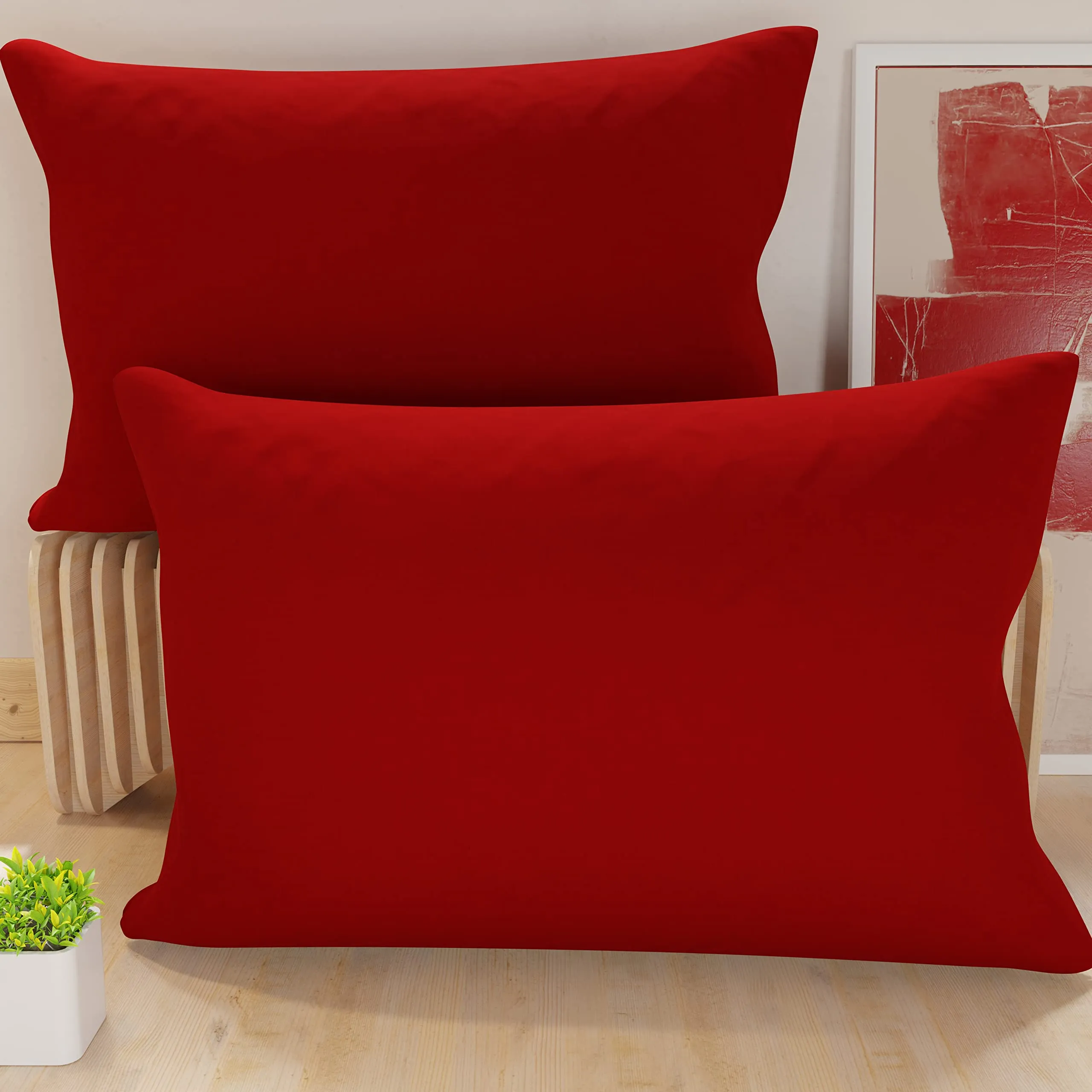 PETTI Artigiani Italiani Coppia di Federe Cuscino 50x80 cm in Microfibra, Bordeaux, Set di 2 - immagine 1