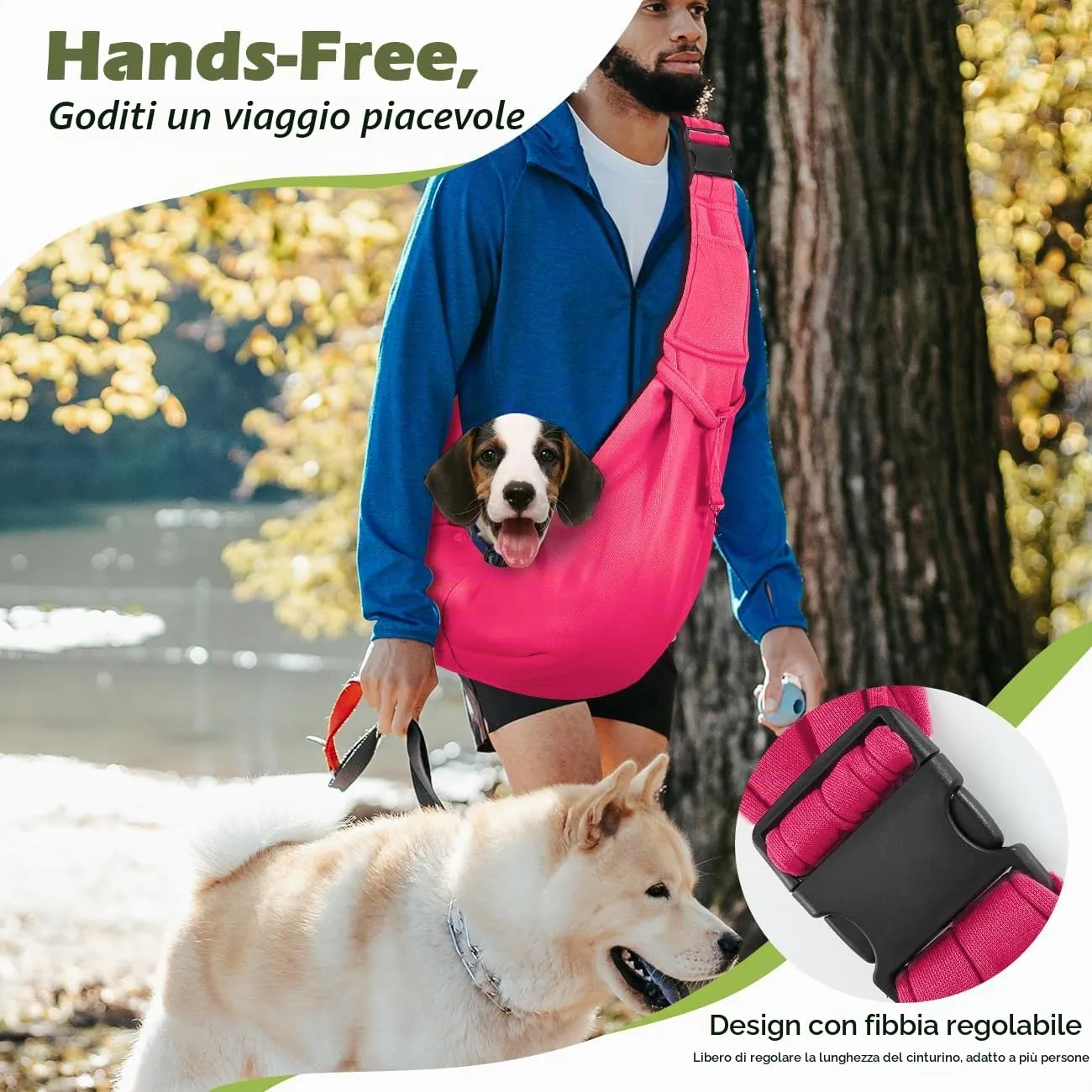 Pawaboo Borsa a Tracolla per Cani e Gatti, Fino a 12 Lbs, Magenta - immagine 3