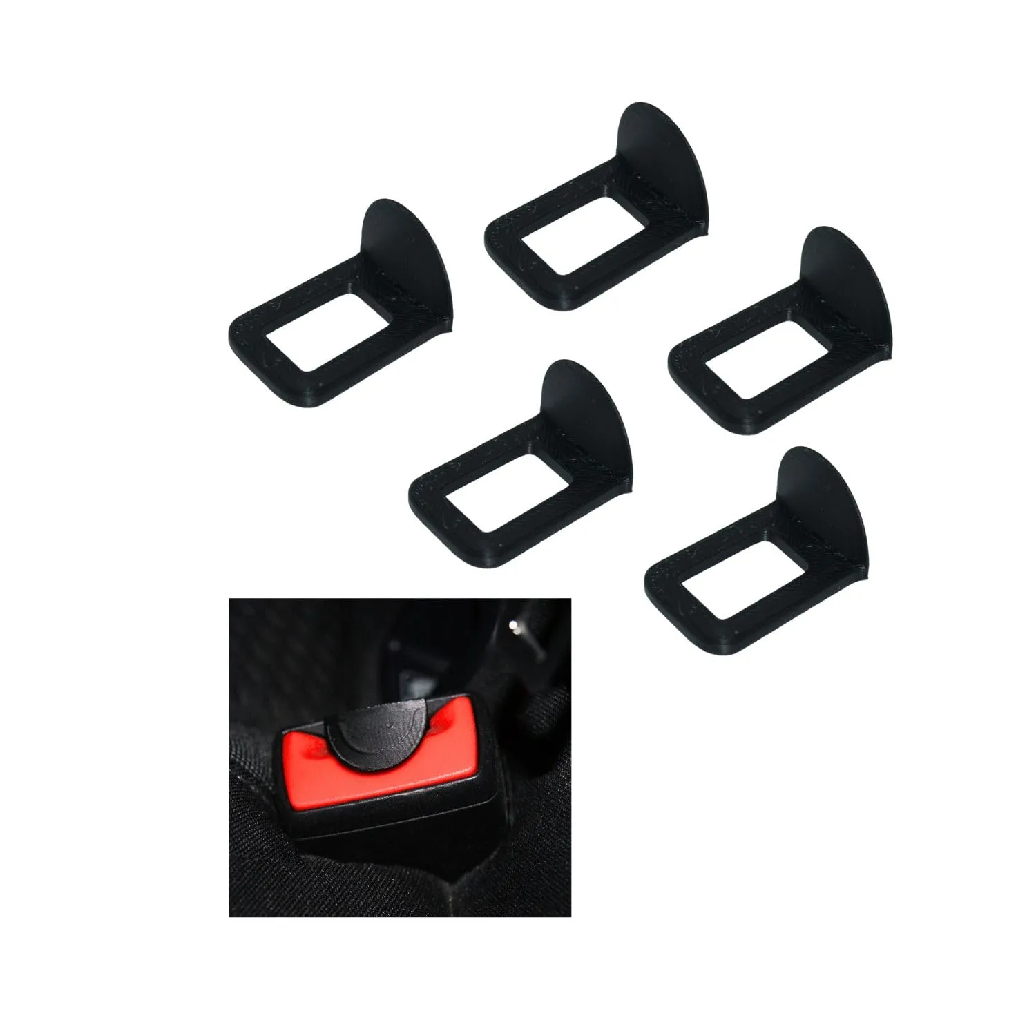Generico Blocca Clip Anti-Bip Avviso Suono Cinture di Sicurezza Auto UltraSlim (Pack 5 Clip) - immagine 1