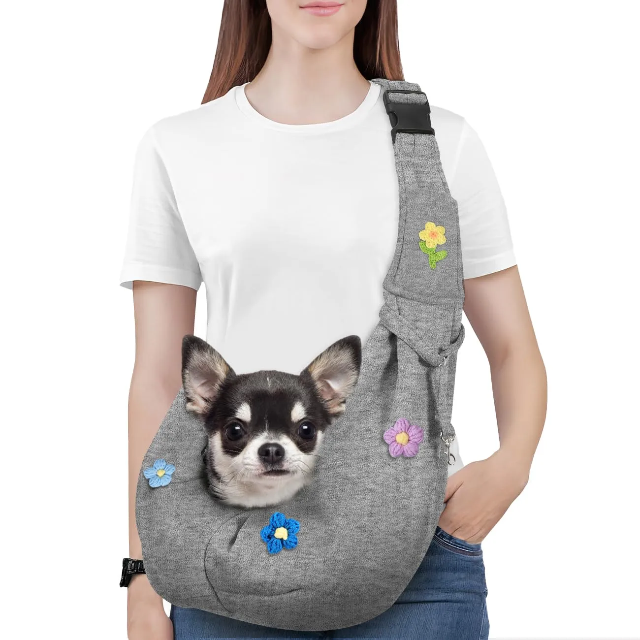 Pawaboo Trasportino per Cane Piccolo 3-10 Libbre, Fiori Grigio - immagine 1