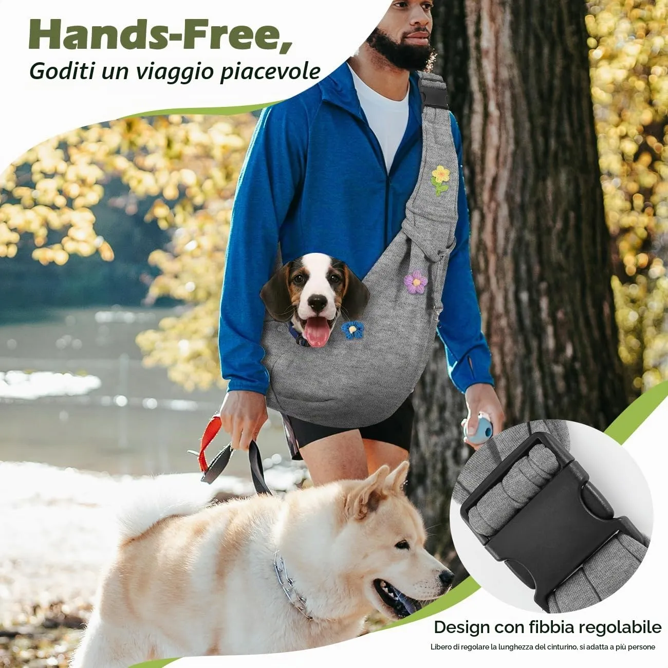 Pawaboo Trasportino per Cane Piccolo 3-10 Libbre, Fiori Grigio - immagine 3