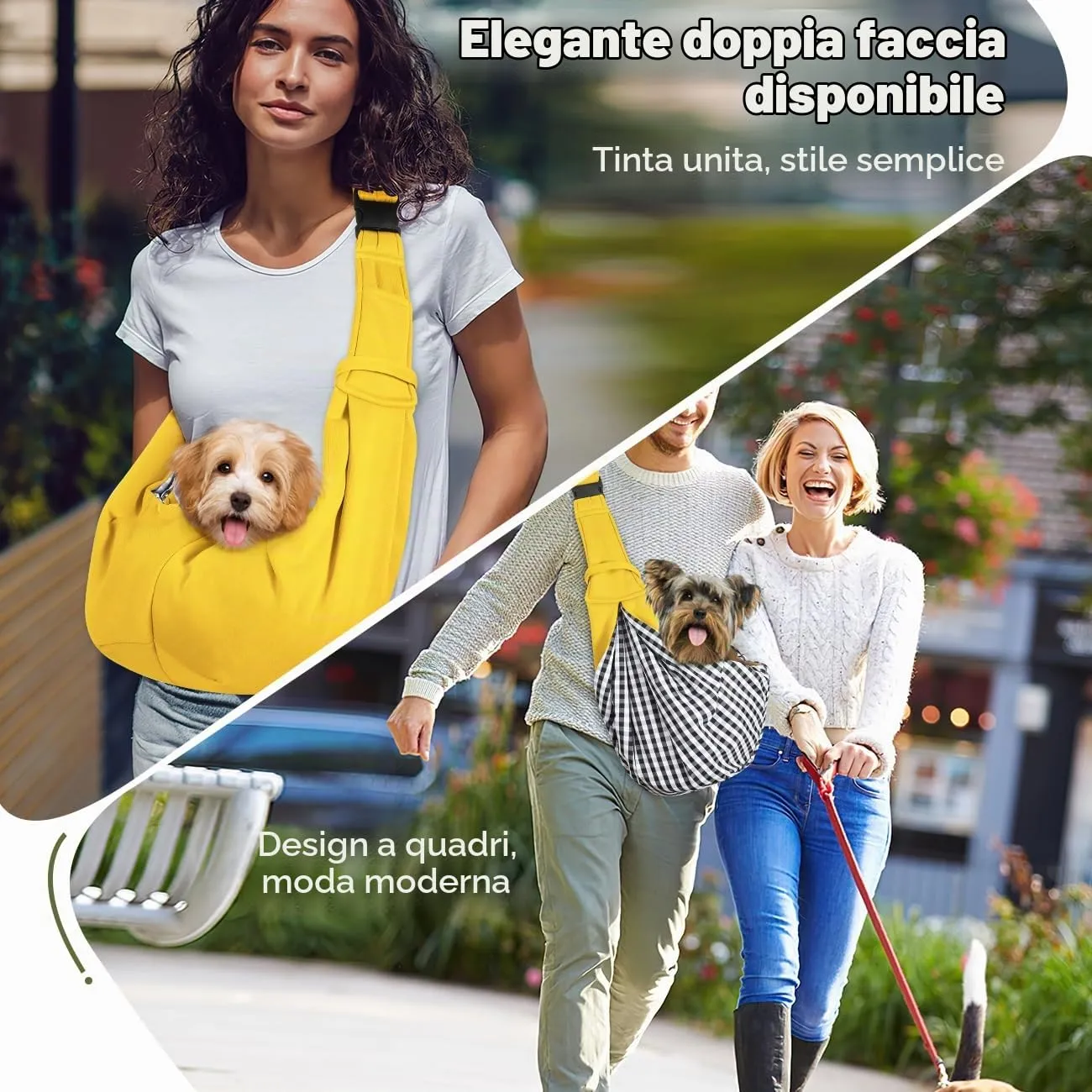 Pawaboo Borsa a Tracolla per Cani e Gatti con Guinzaglio di Sicurezza, fino a 12 Lbs, Giallo - immagine 5