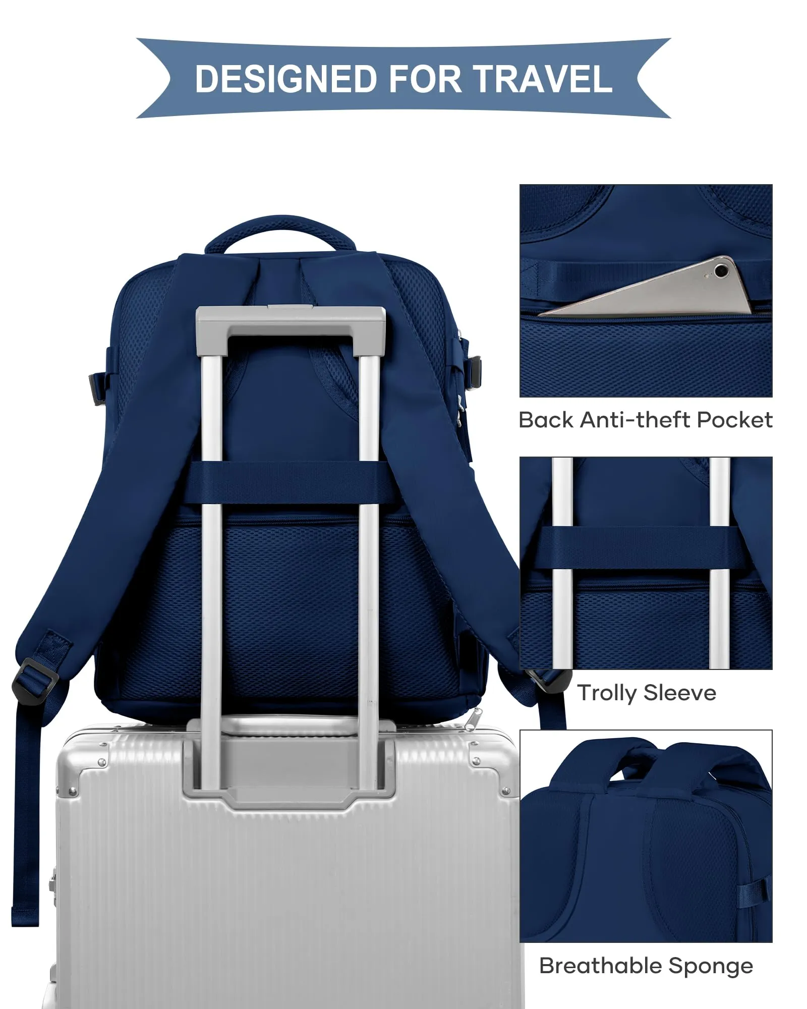 SZLX Zaino da Viaggio 40x30x20 per Ryanair e Wizzair, Impermeabile con Scomparto per Scarpe e Laptop 14 Pollici - immagine 6