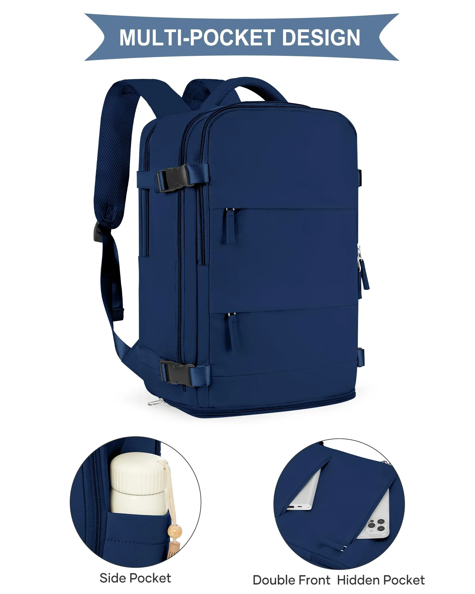 SZLX Zaino da Viaggio 40x30x20 per Ryanair e Wizzair, Impermeabile con Scomparto per Scarpe e Laptop 14 Pollici - immagine 7