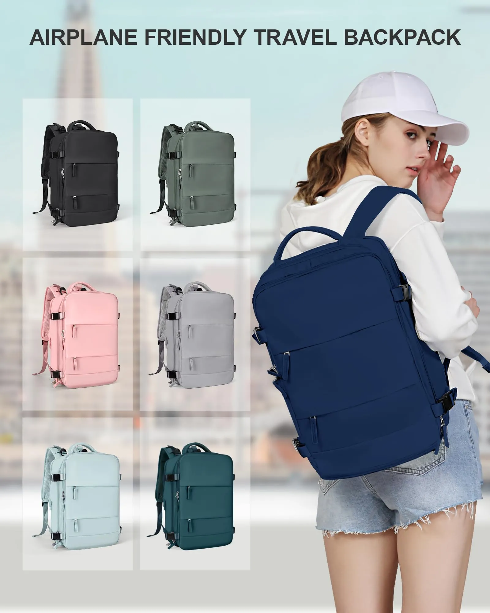 SZLX Zaino da Viaggio 40x30x20 per Ryanair e Wizzair, Impermeabile con Scomparto per Scarpe e Laptop 14 Pollici - immagine 9