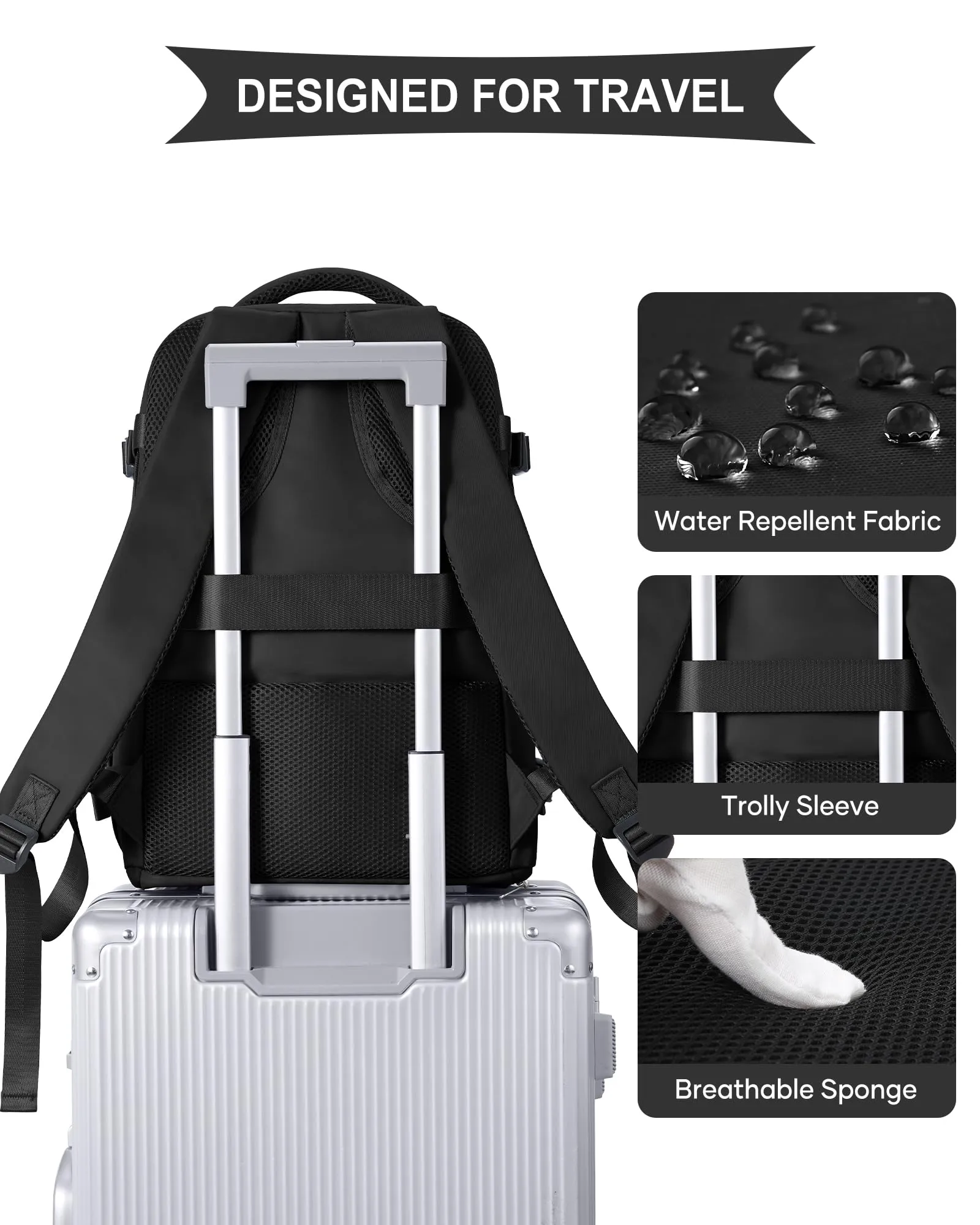 SZLX Zaino da Viaggio 40x20x25 cm per Ryanair e Wizzair, Impermeabile con Scomparto per Scarpe e Laptop 14 Pollici - immagine 8