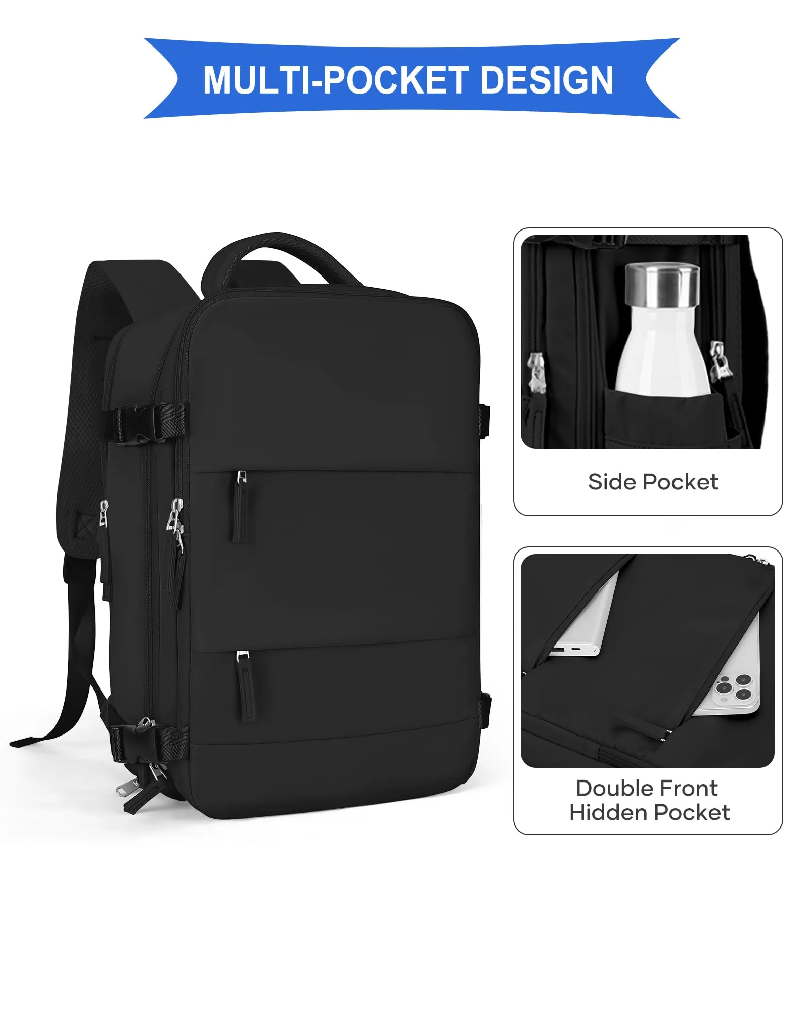 SZLX Zaino da Viaggio 40x30x20 Ryanair Wizzair Impermeabile con Scomparto Scarpe e USB per Laptop 14 Pollici - immagine 5