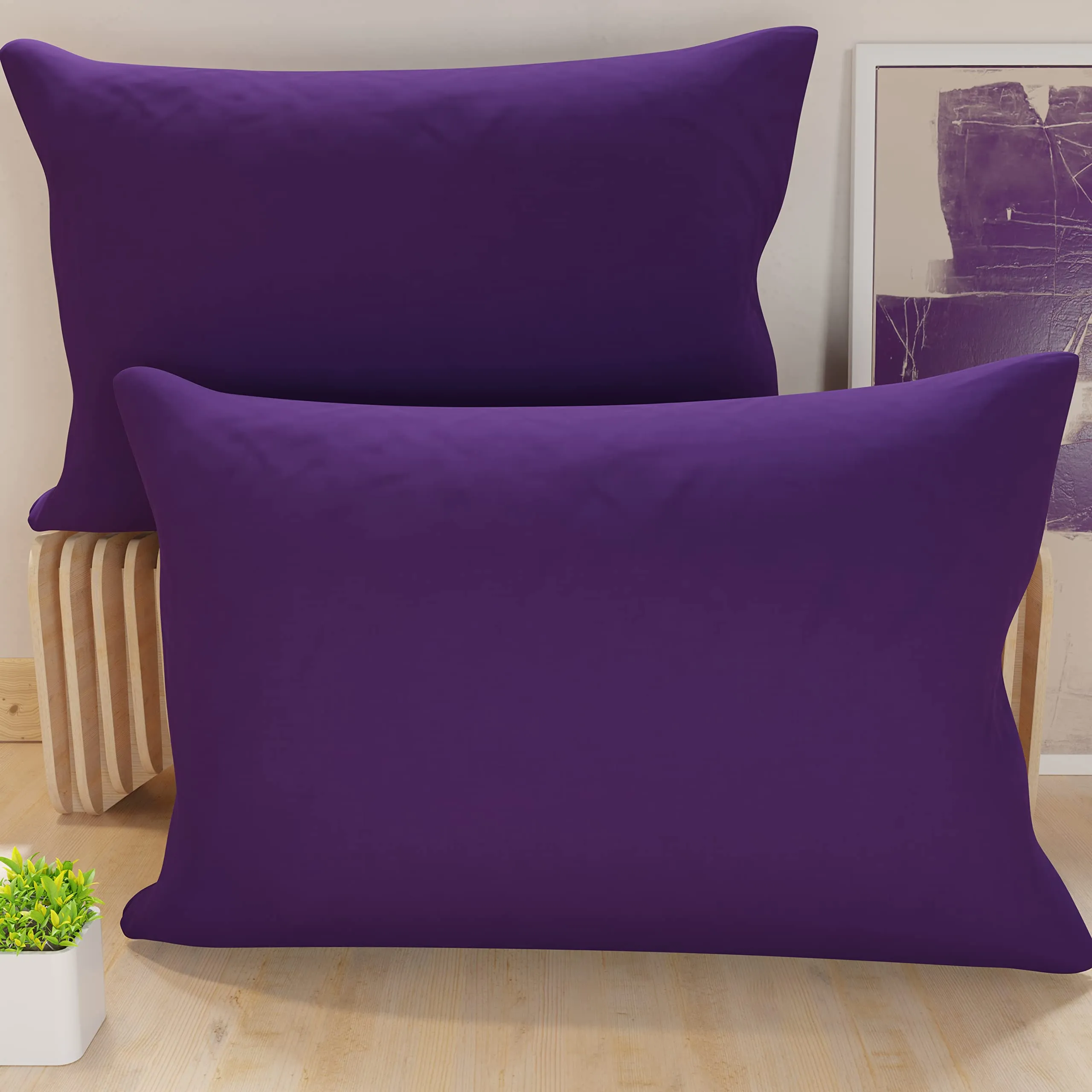 PETTI Artigiani Italiani Coppia di Federe Cuscino 50x70 cm in Microfibra, Viola, Set di 2 - immagine 1