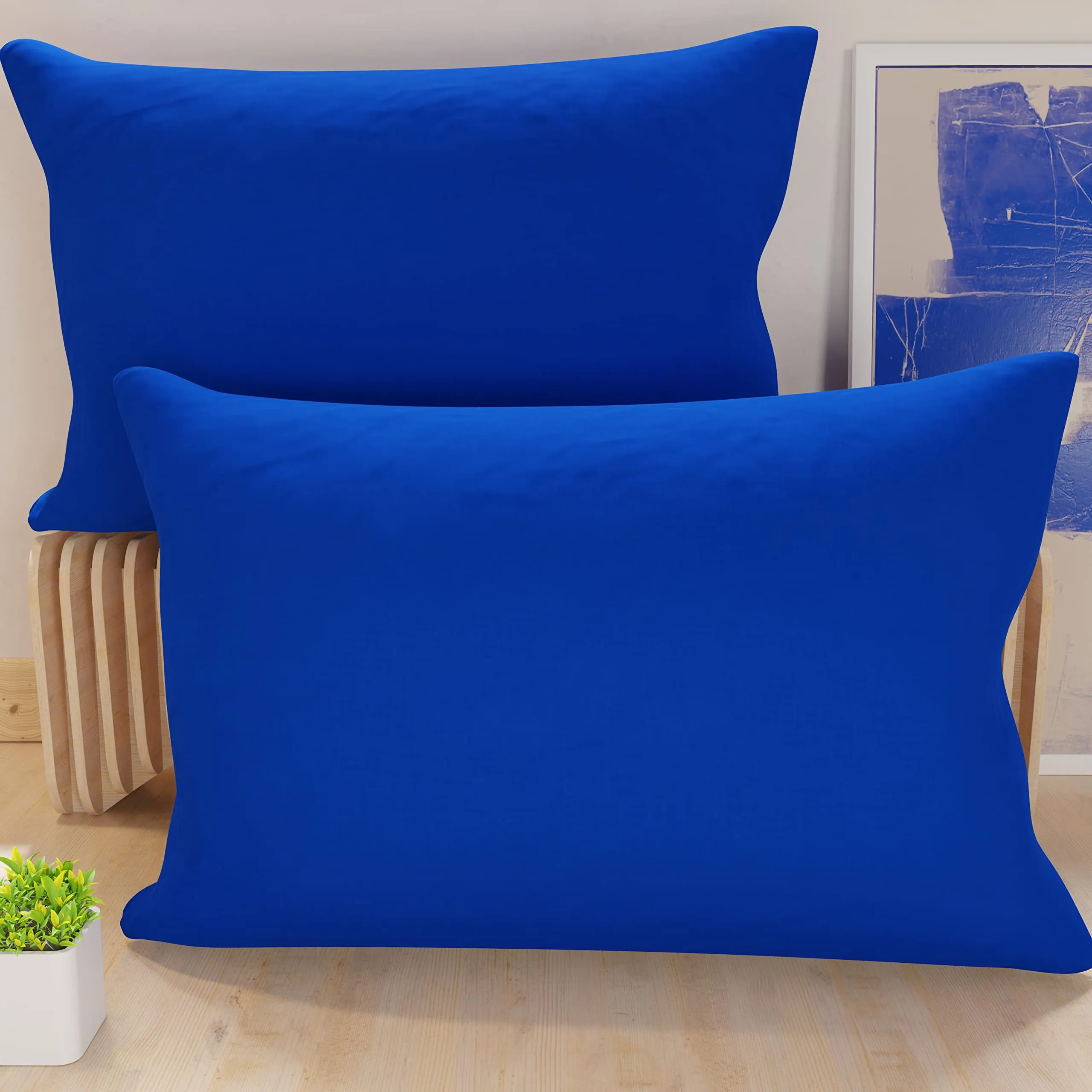 PETTI Artigiani Italiani - Coppia di Federe Cuscino 50x70 cm in Microfibra, Blu - immagine 1
