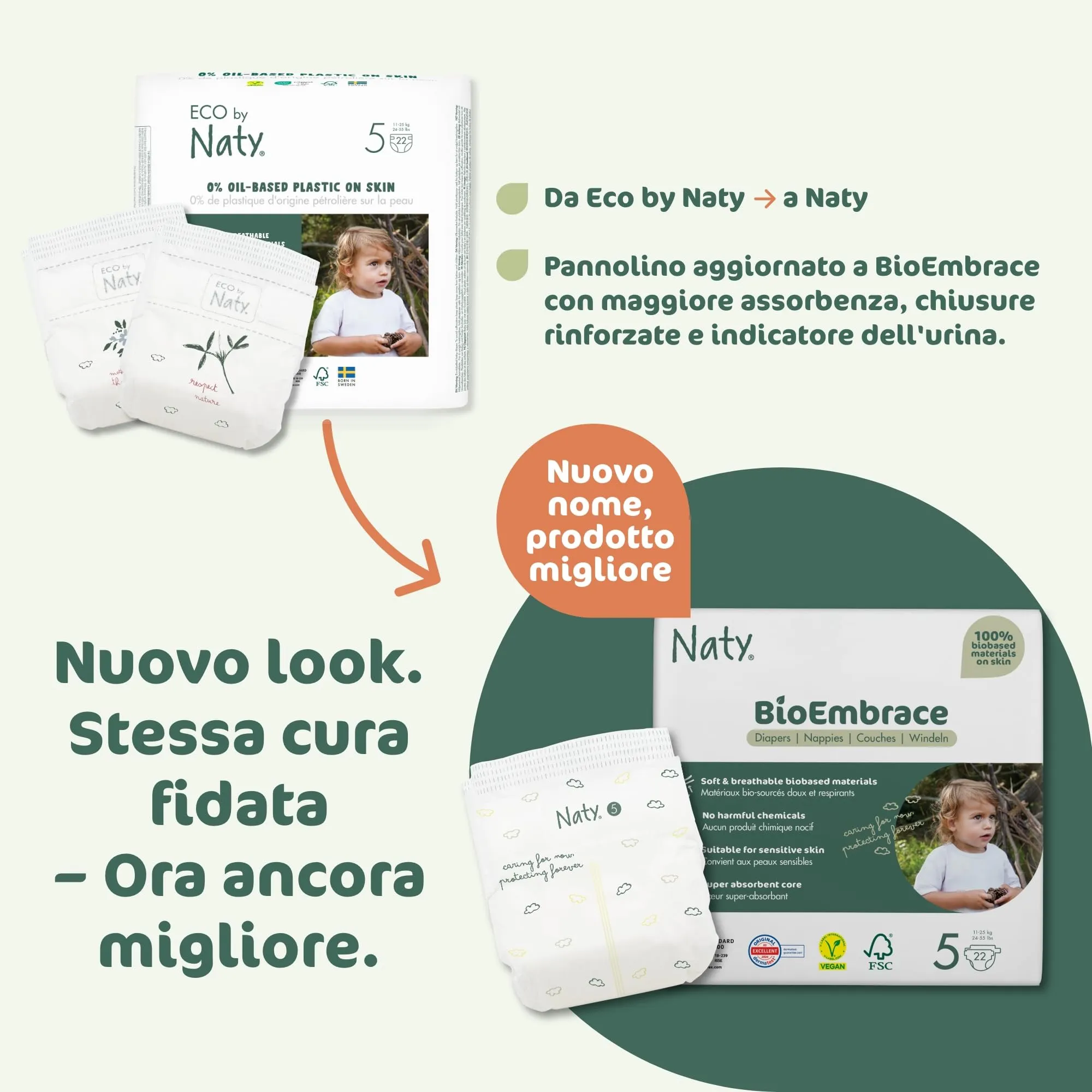 Naty BioEmbrace Pannolini, Taglia 5 (11–25kg), 132 pezzi - immagine 9