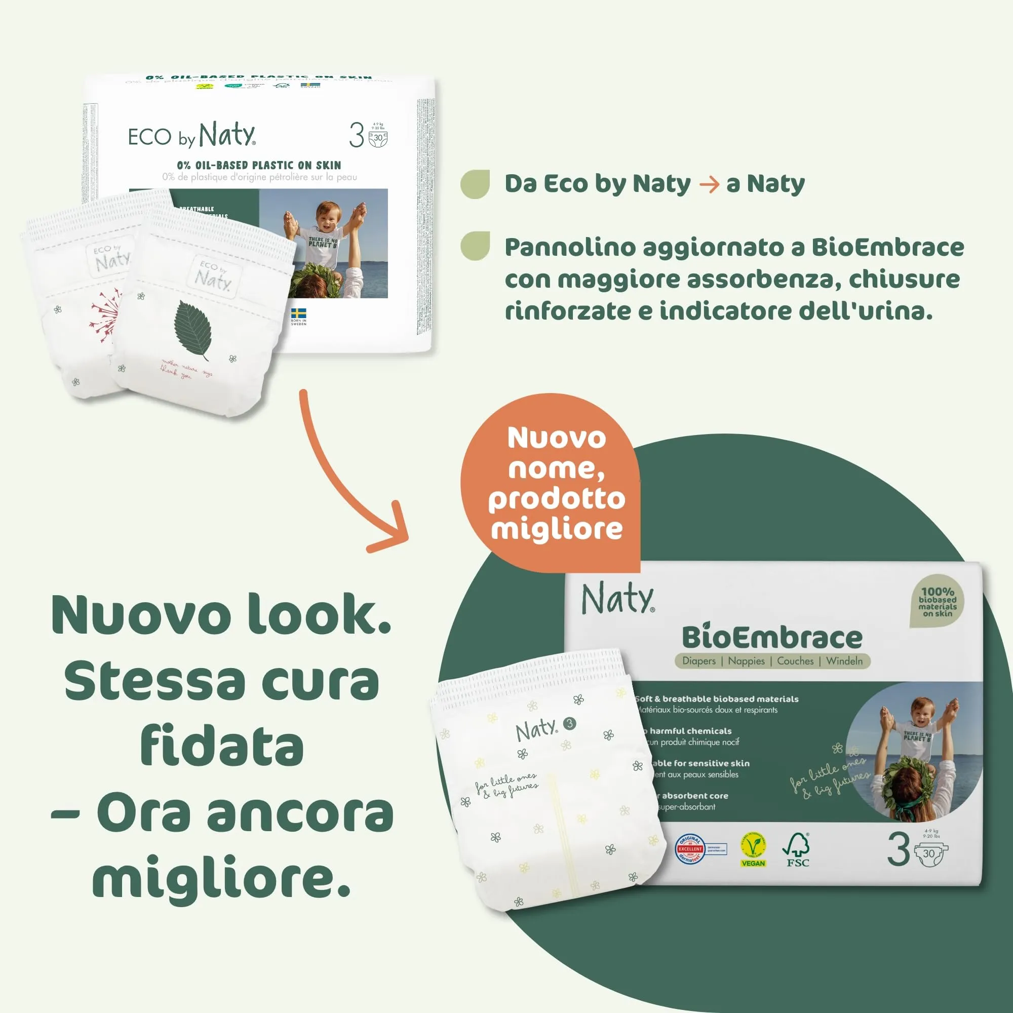 Naty BioEmbrace Pannolini, Taglia 3 (4–9kg), 100 pezzi - immagine 9