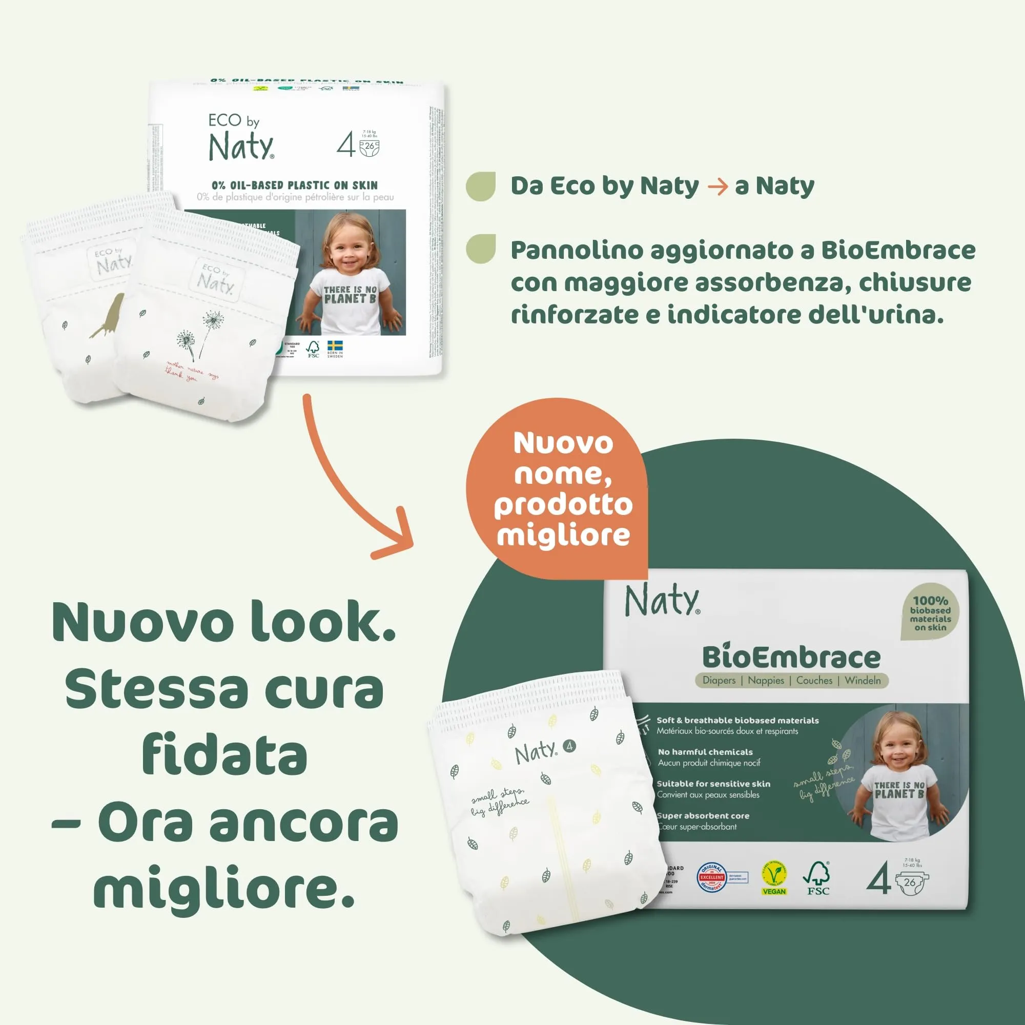 Naty BioEmbrace Pannolini, Taglia 4 (7–18kg), 156 pezzi - immagine 9