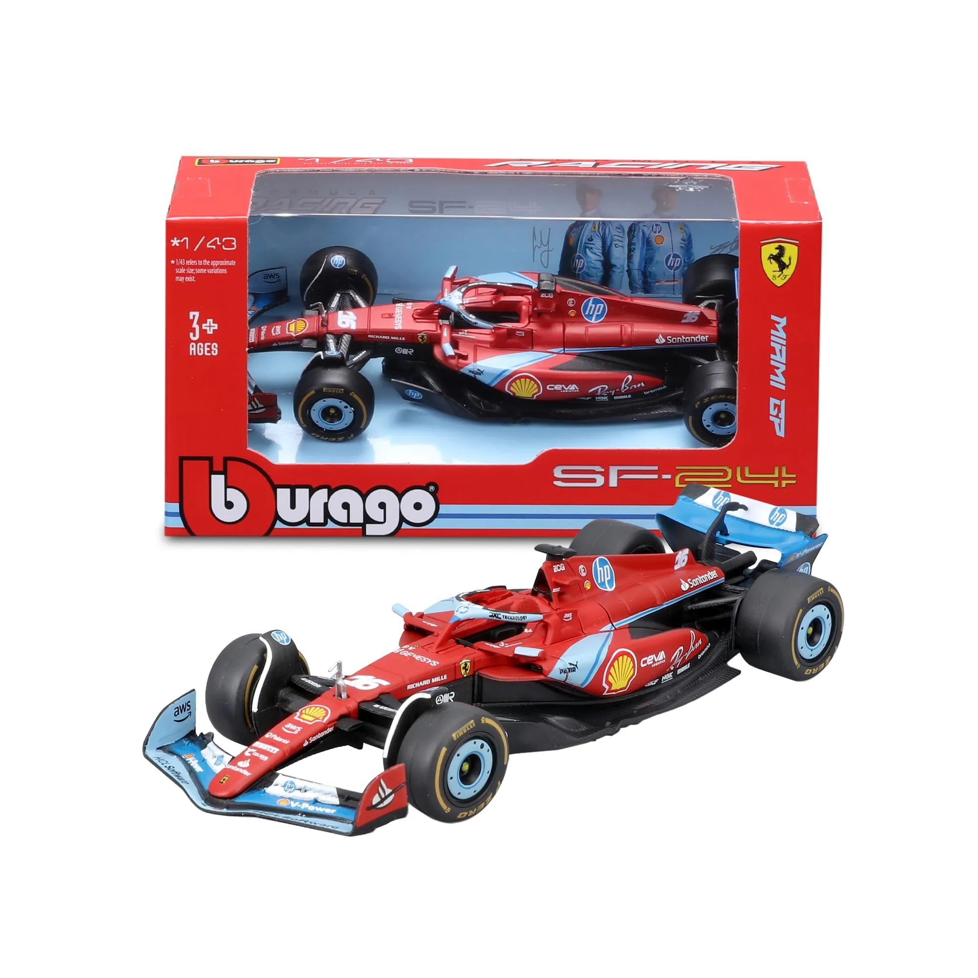 Bburago Ferrari SF-24 Miami GP 2024 #16 Charles Leclerc 1:43 Scale Model - immagine 1