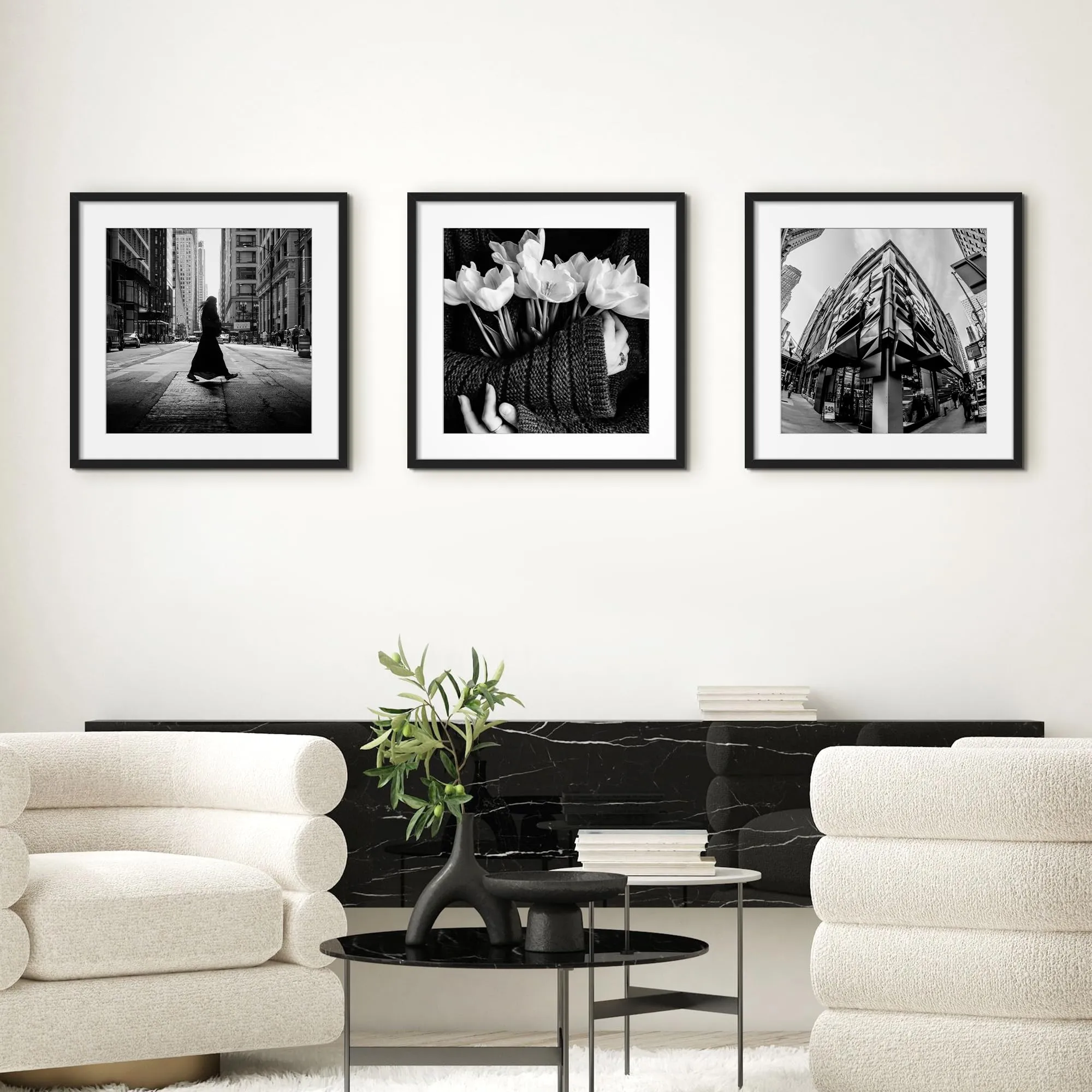 upsimples Cornici Portafoto, Set da 3, 50 x 50 cm, Nero - immagine 5